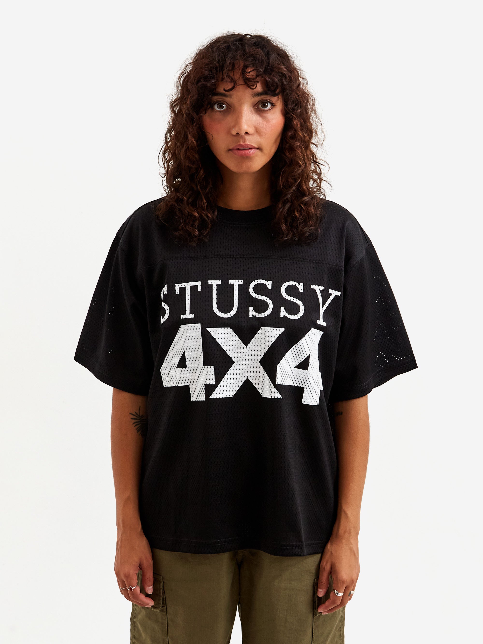 Stussy 4x4 Mesh Football Jersey W - Black