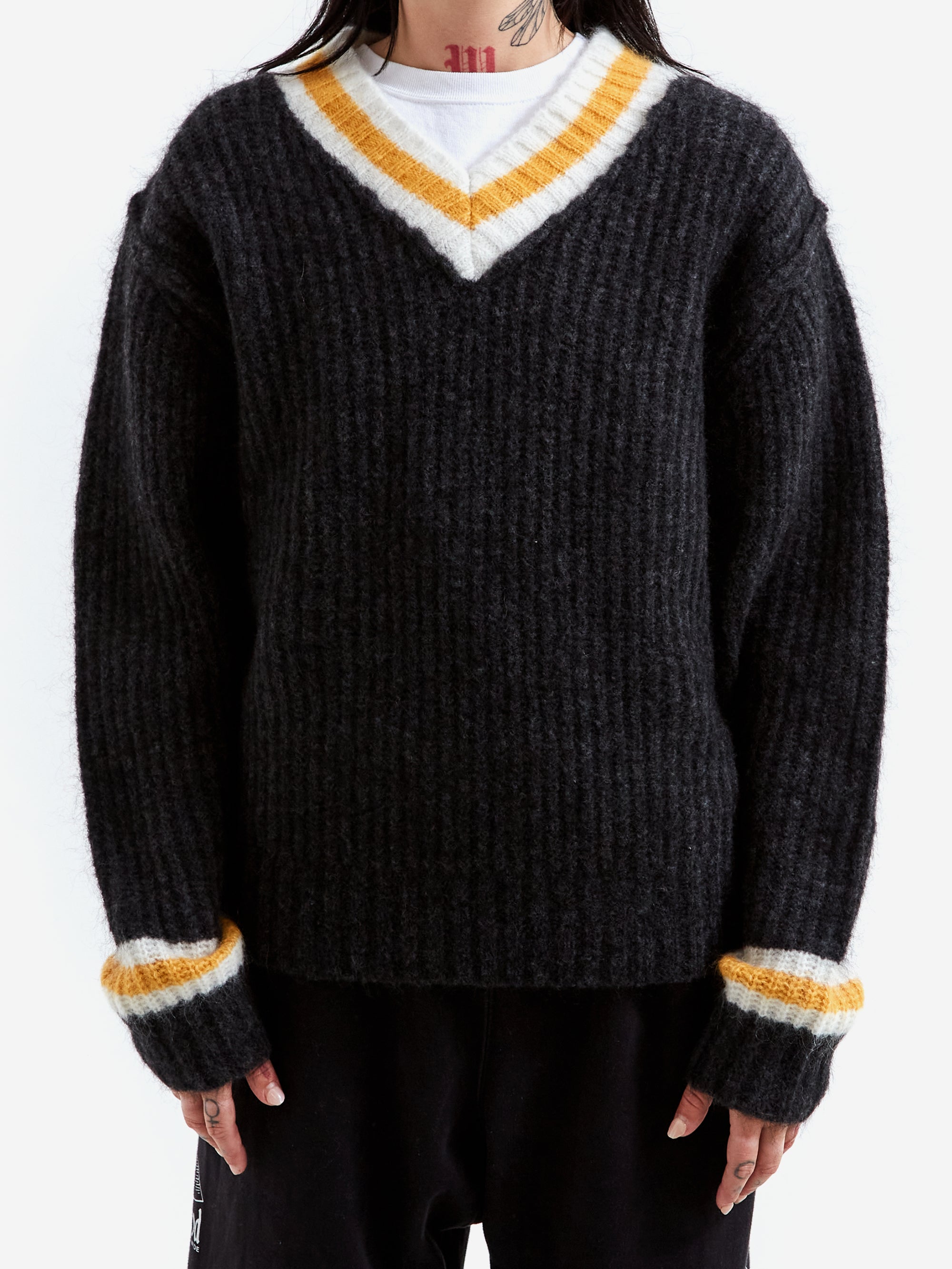 Stussy Mohair Tennis Sweater W - Charcoal