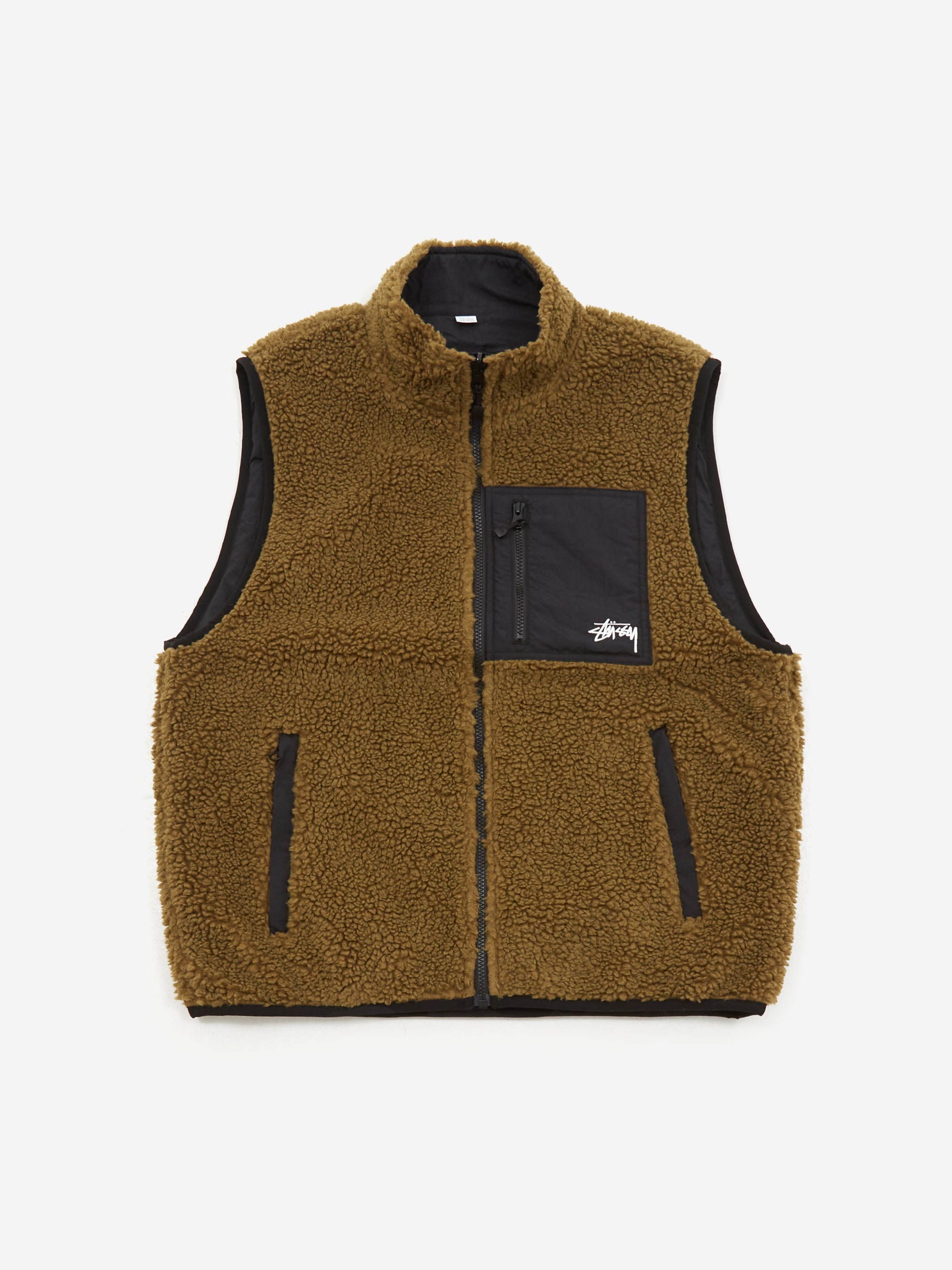 Stussy Sherpa Reversible Vest - Olive – Goodhood