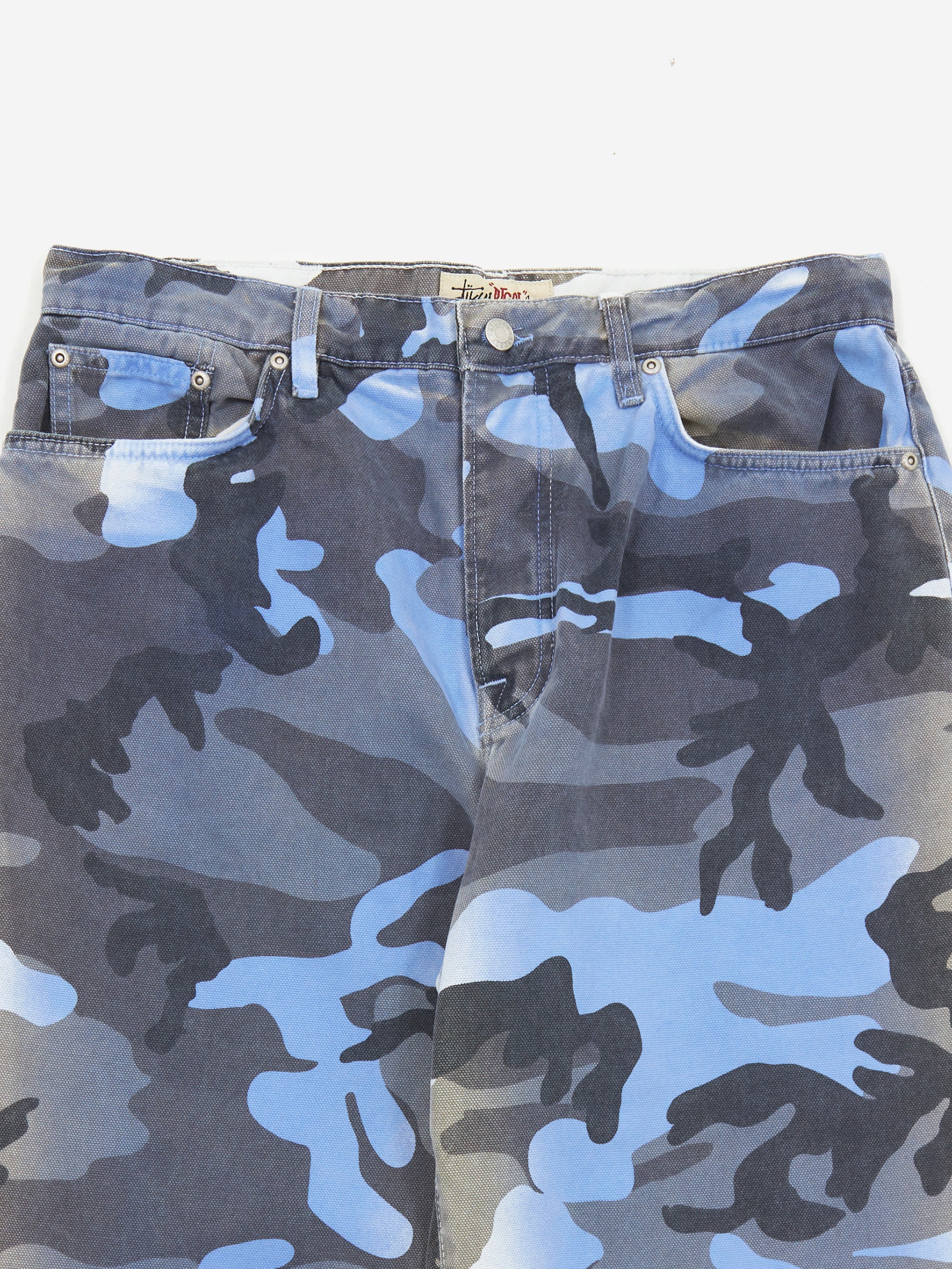 Stussy Spray Dye Canvas Big Ol' Jean - Blue Camo