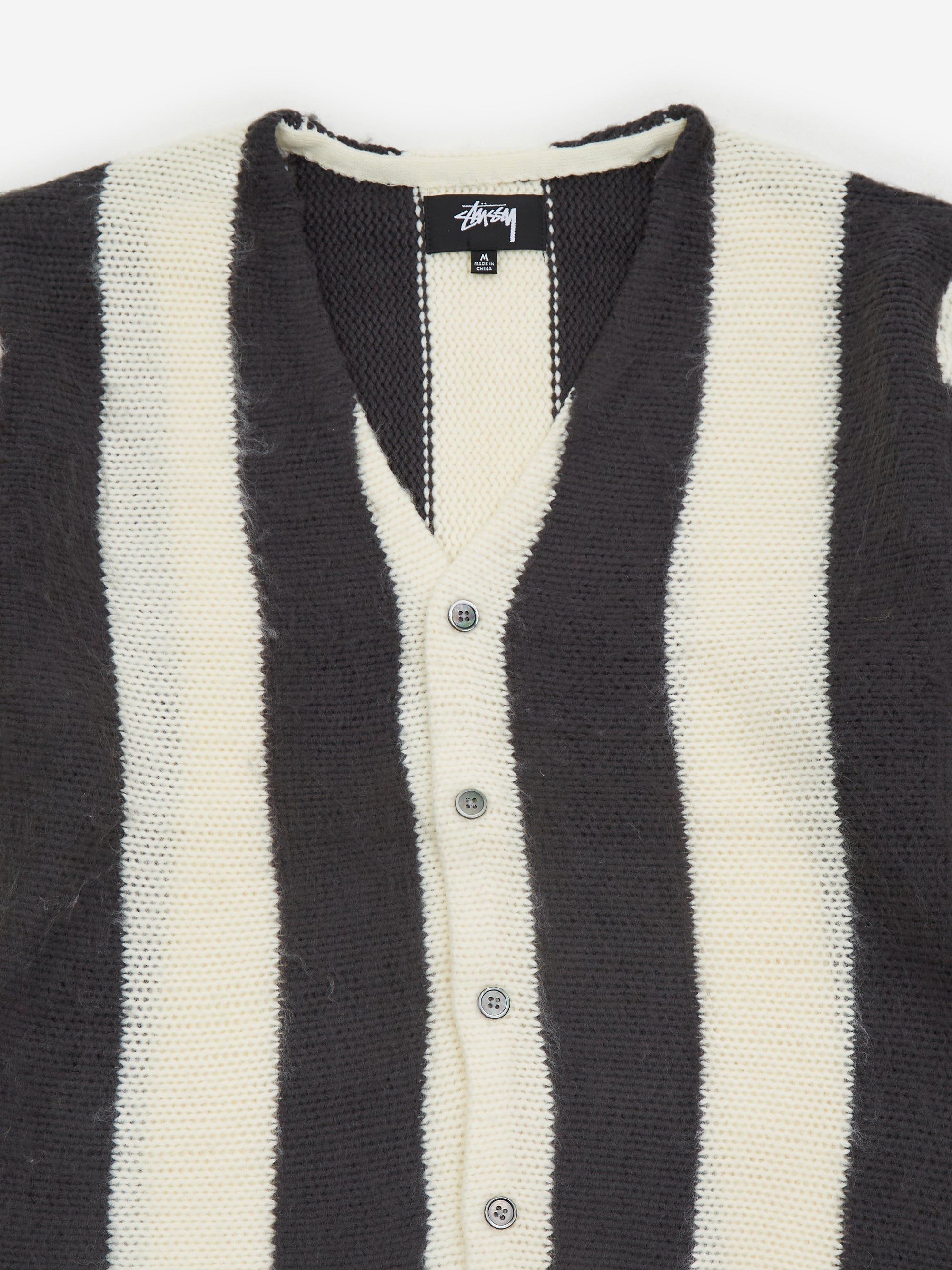 Stussy Stripe Brushed Cardigan - Natural