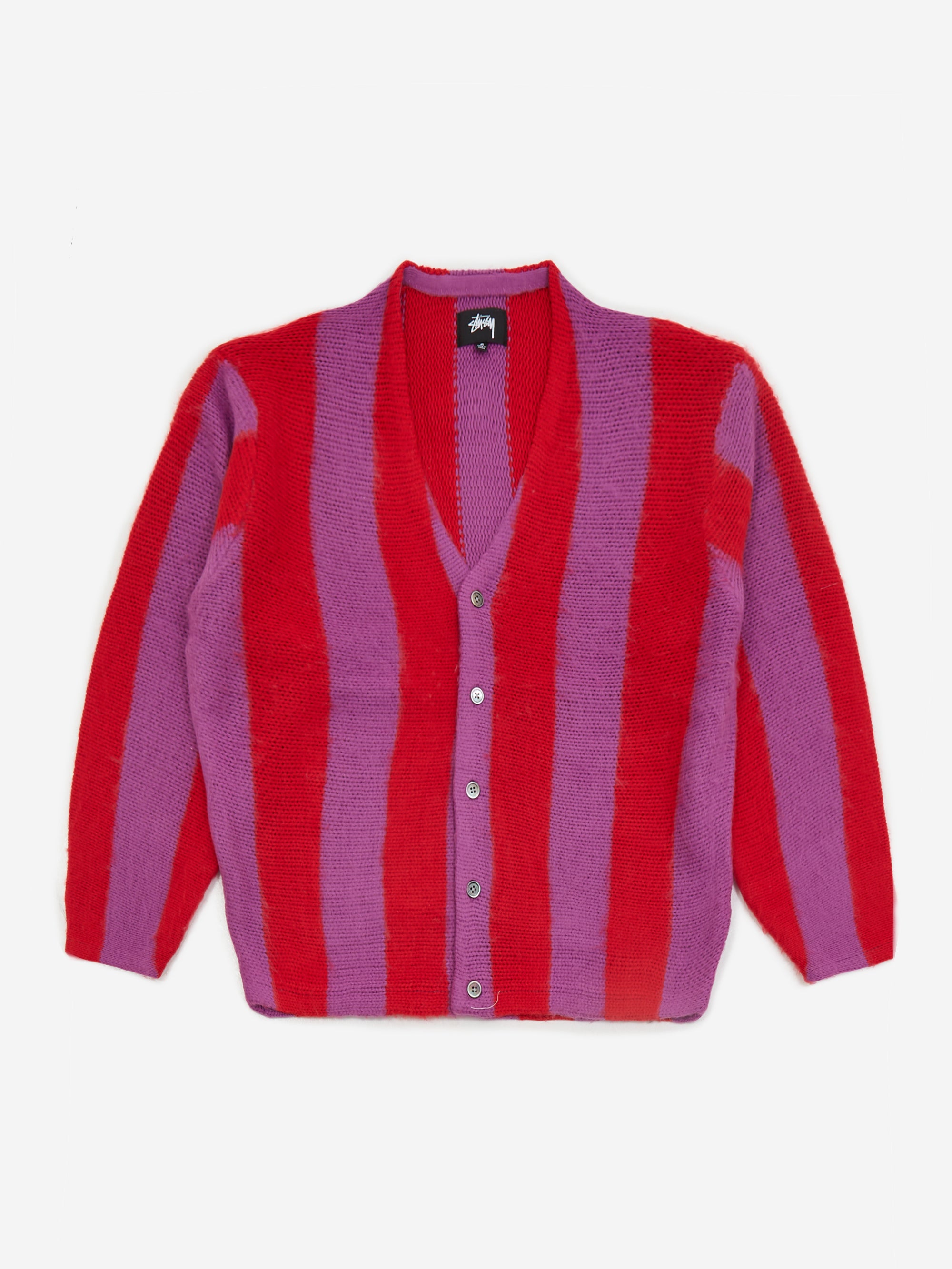 Stussy Stripe Brushed Cardigan - Purple