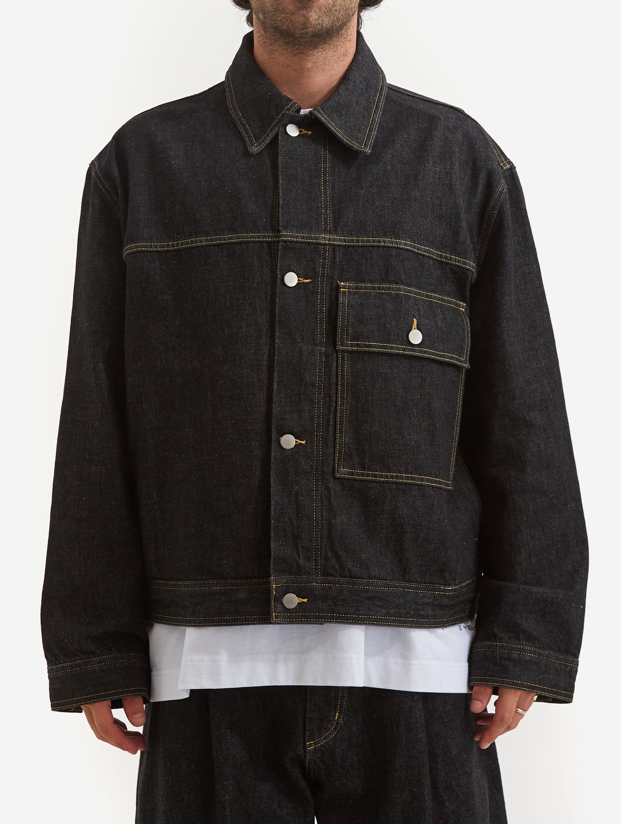 Studio Nicholson Petar Patch Pocket Denim Jacket - Black – Goodhood