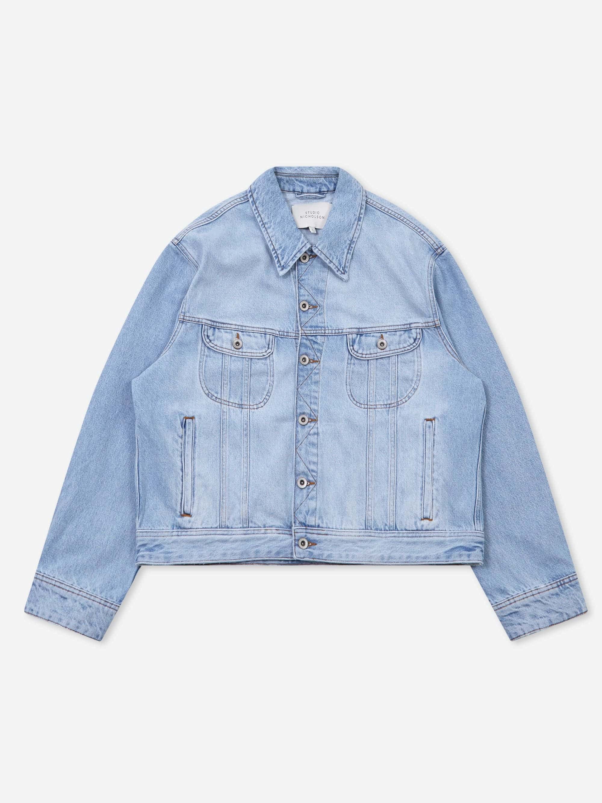 Studio Nicholson Derby Washed Denim Jacket - Bleach Wash – Goodhood
