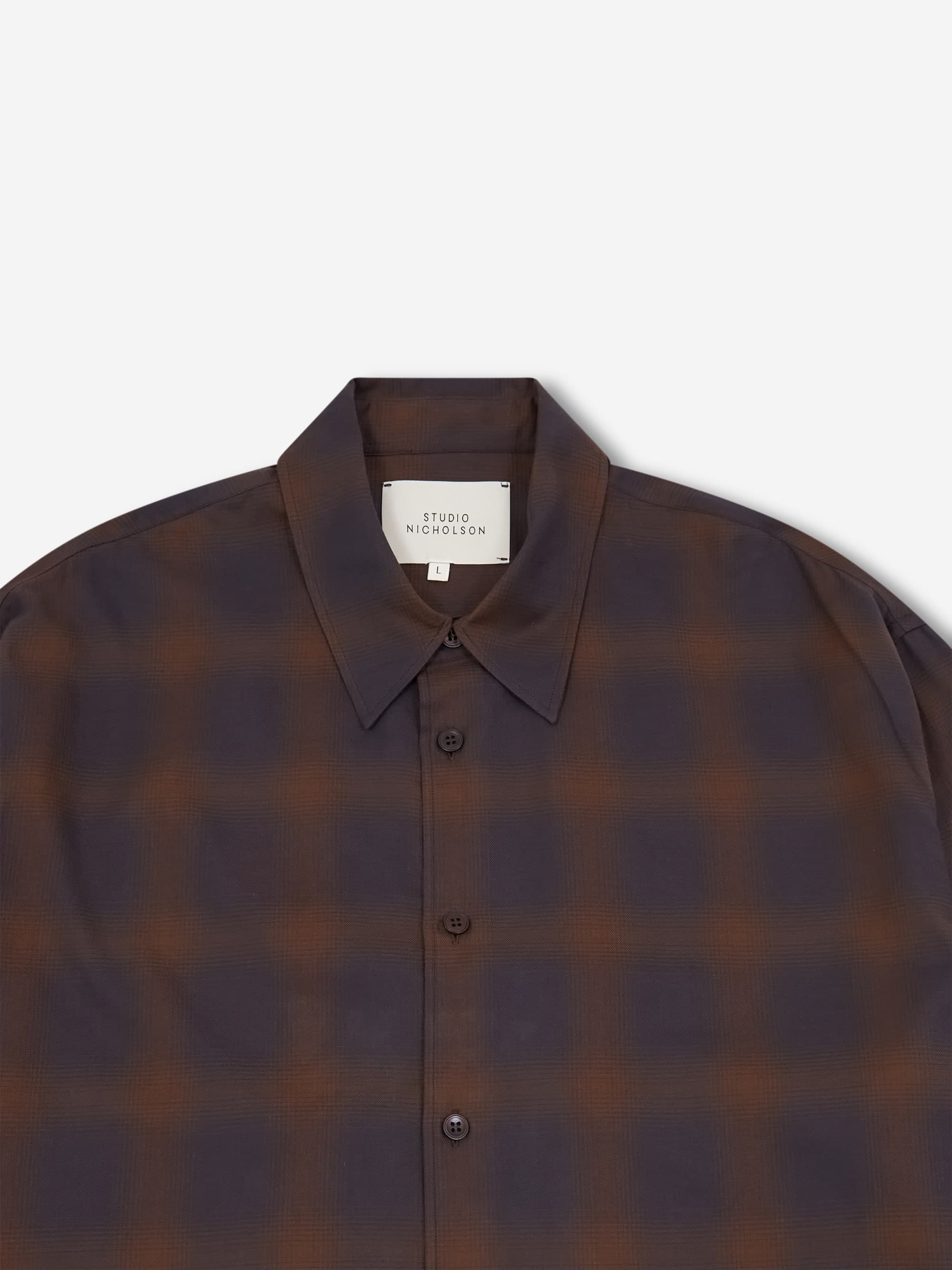Studio Nicholson Strike Shirt - Navy/Espresso – Goodhood