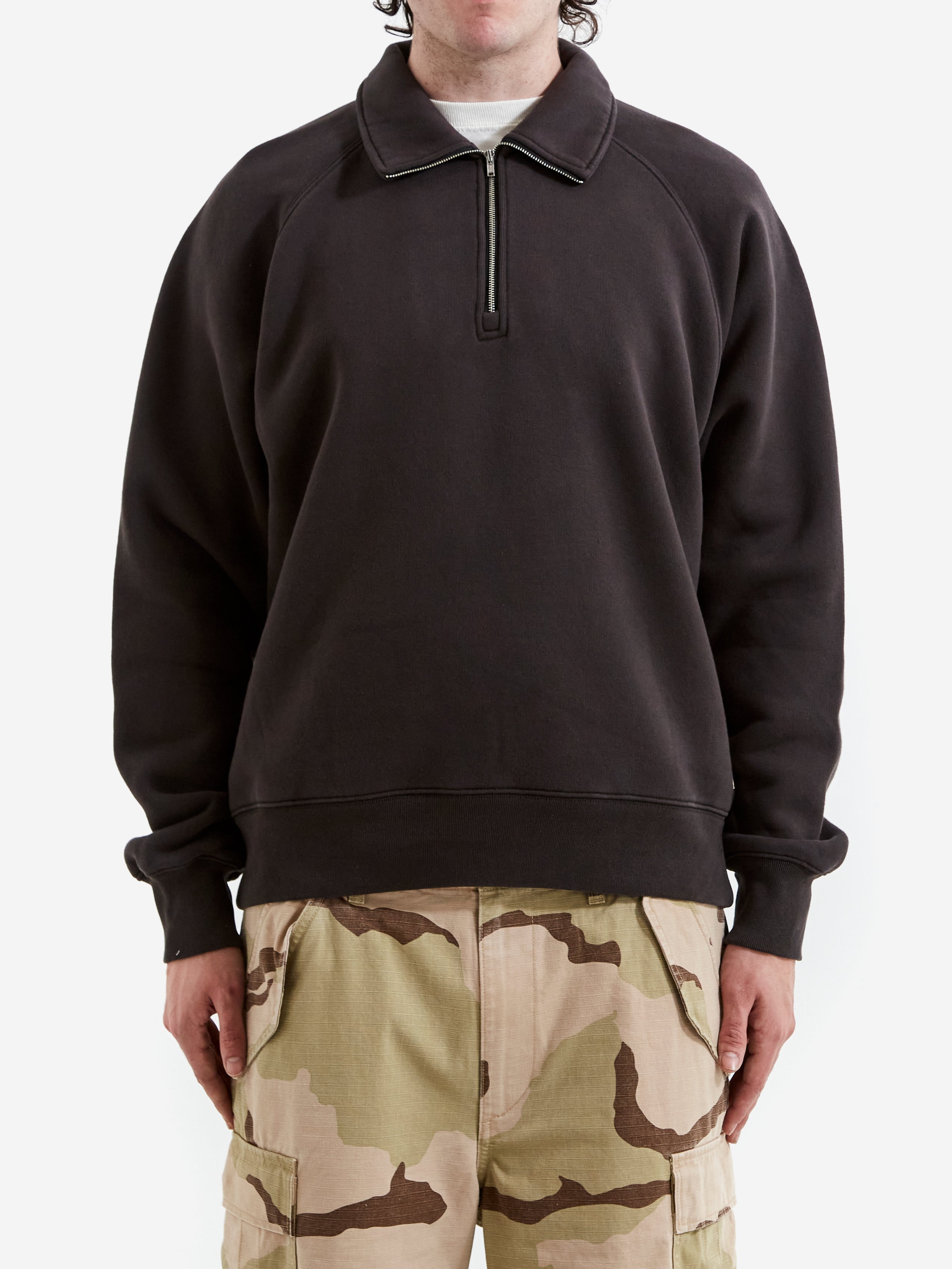 Stussy Fleece Raglan Zip Mock Washed Black – Goodhood