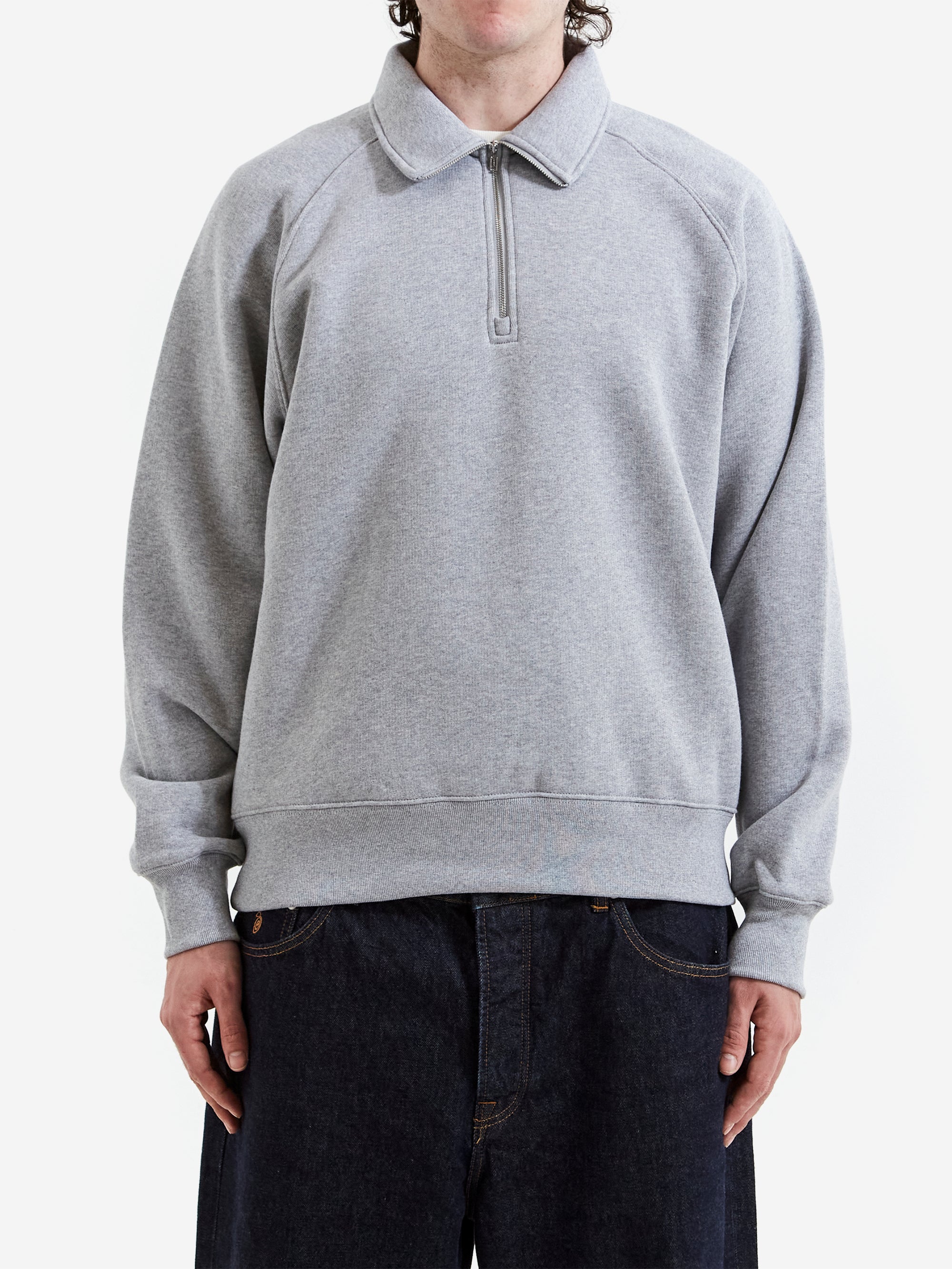 Stussy Fleece Raglan Zip Mock - Grey Heather – Goodhood