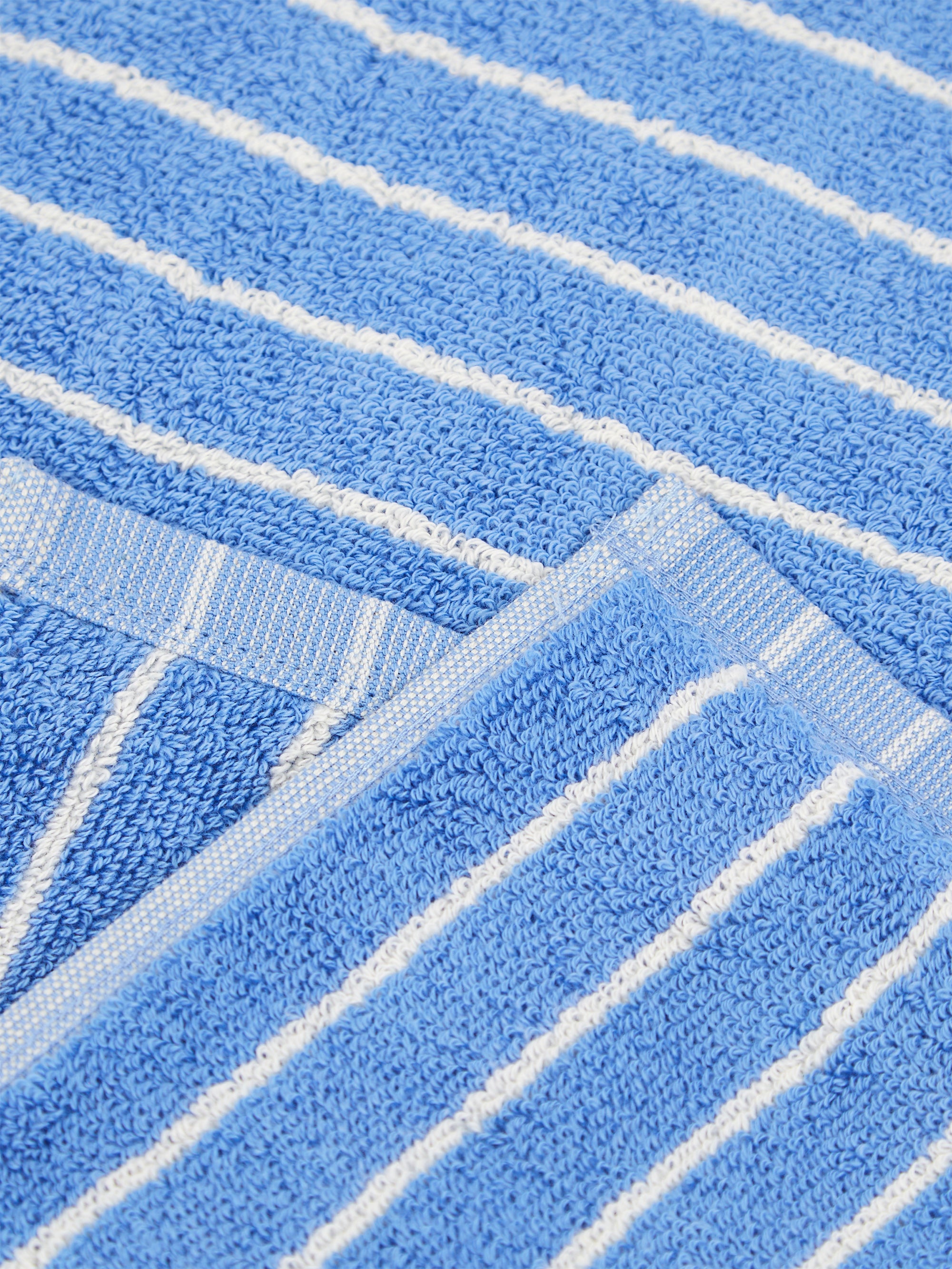 TEKLA Striped Bath Towel Clear Blue Stripes Goodhood