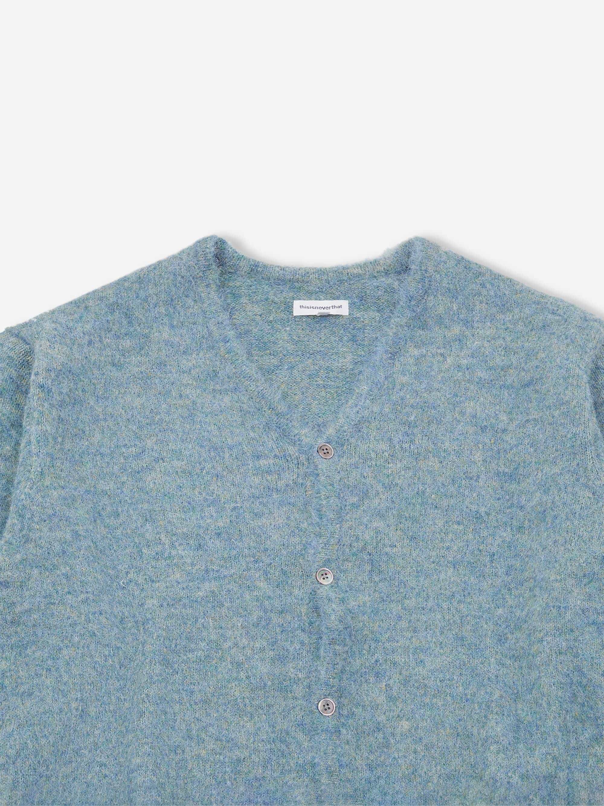 Thisisneverthat Hairy Knit Cardigan - Teal – Goodhood