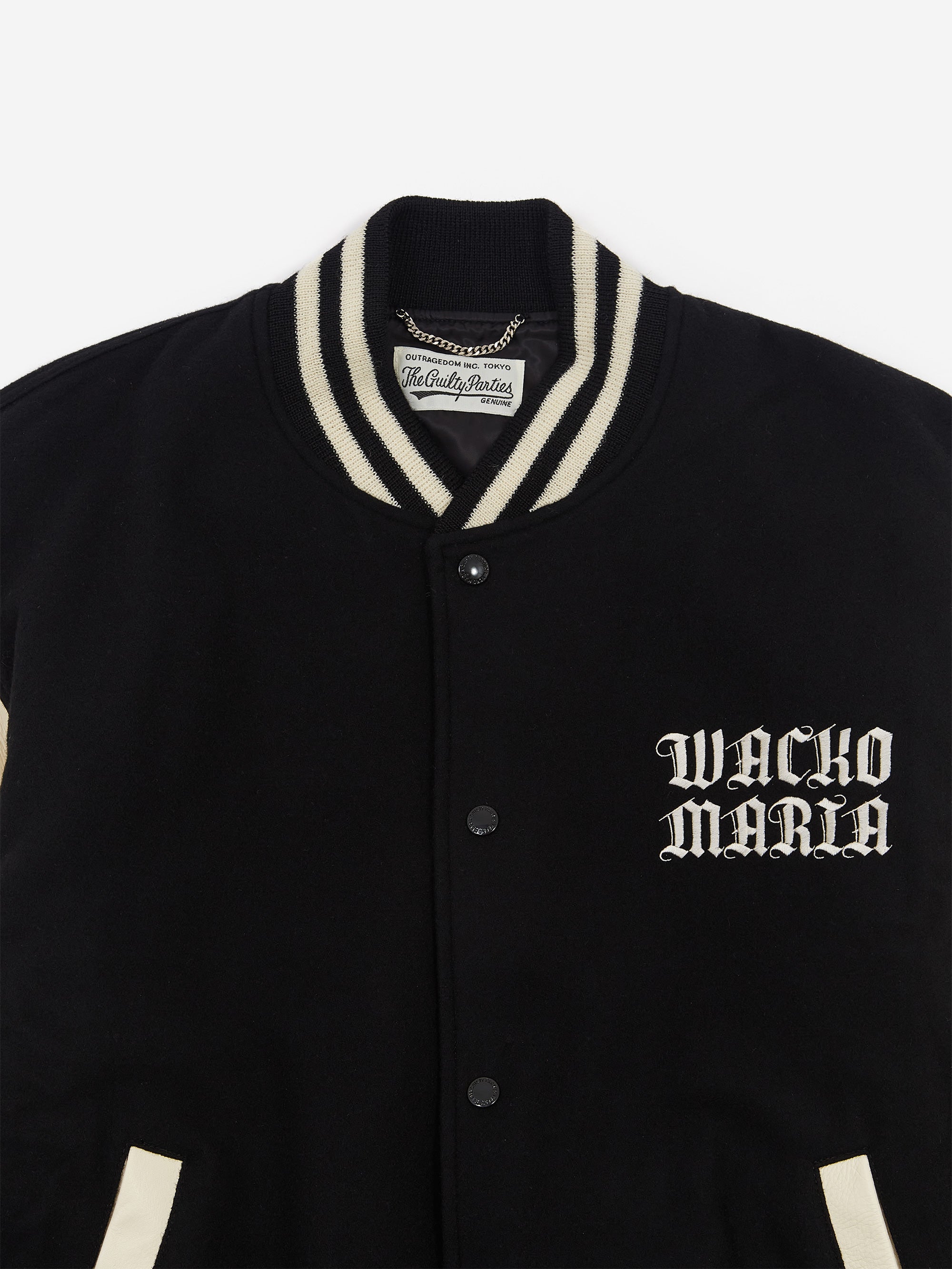 Wacko Maria Leather Varsity Jacket (Type-2) - Black