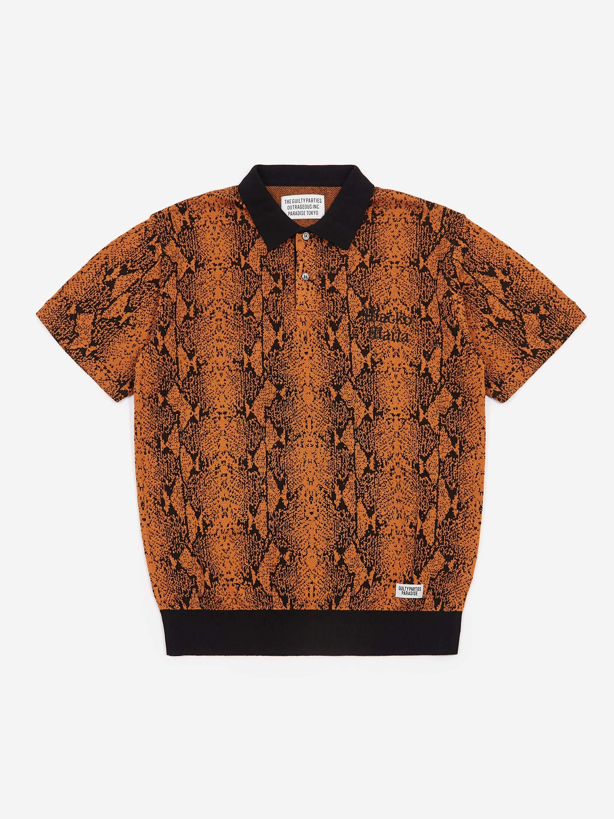 Wacko Maria Python Knit Polo Shirt - Orange
