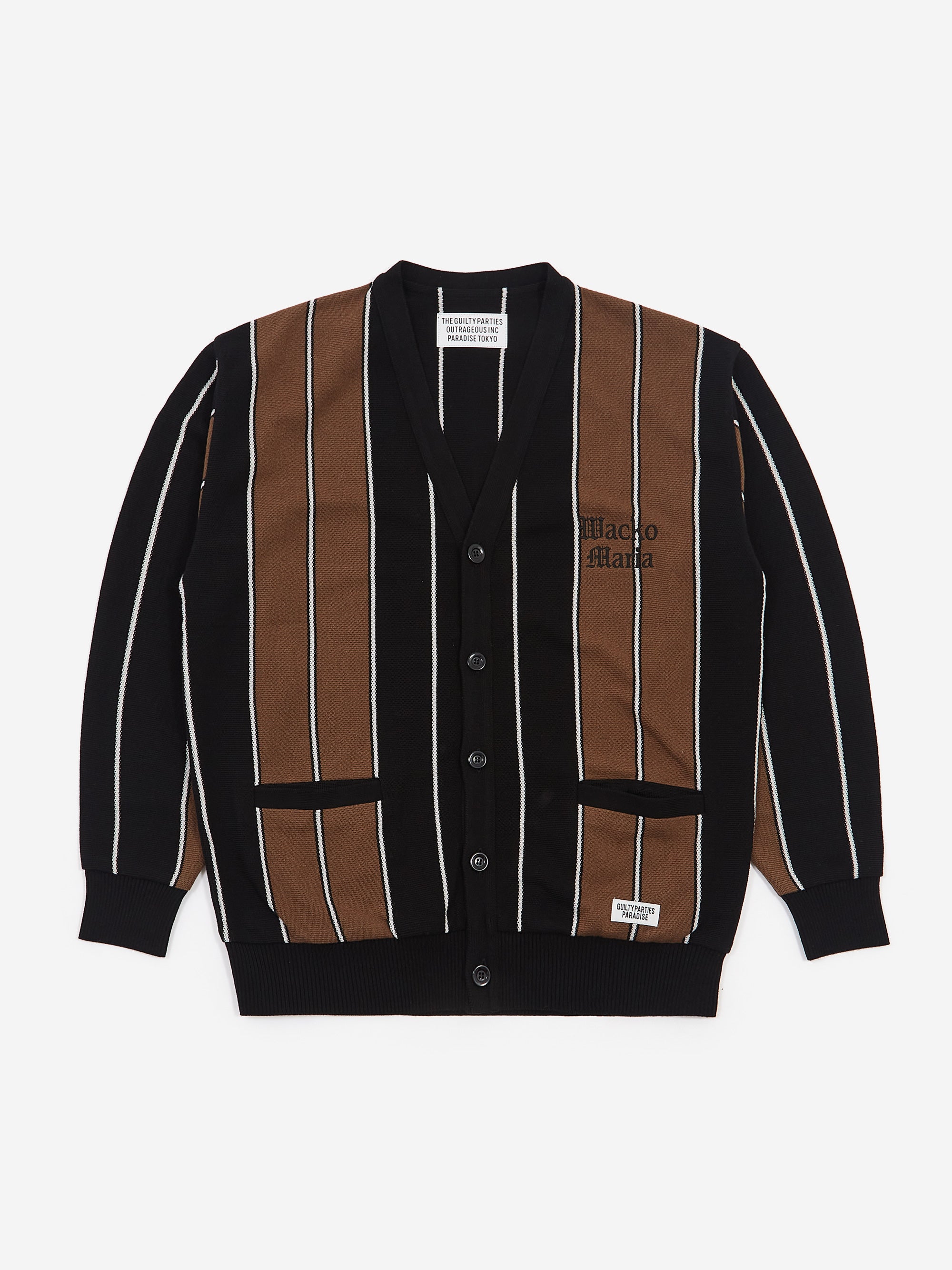 Wacko Maria Striped Cardigan - Brown