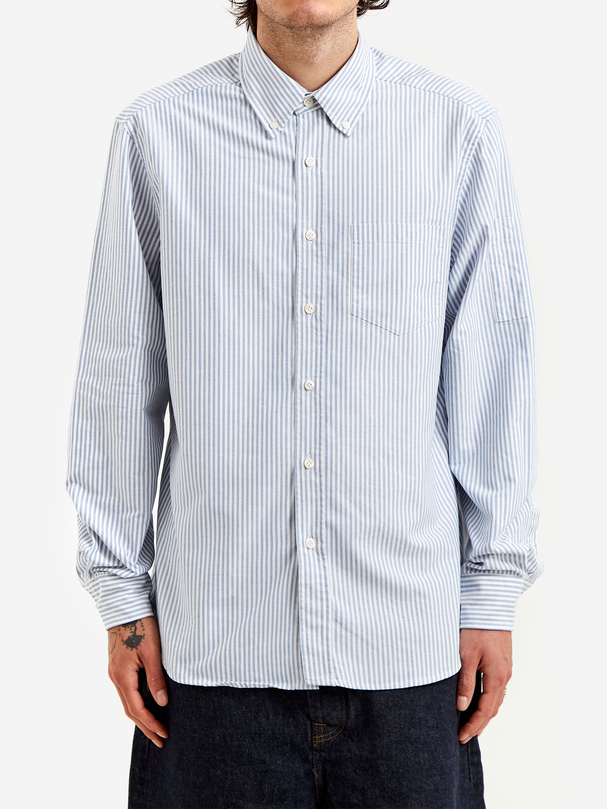 トップス NOAH Striped Oxford Shirt Noah Oxford Shirt - White / Royal – Goodhood