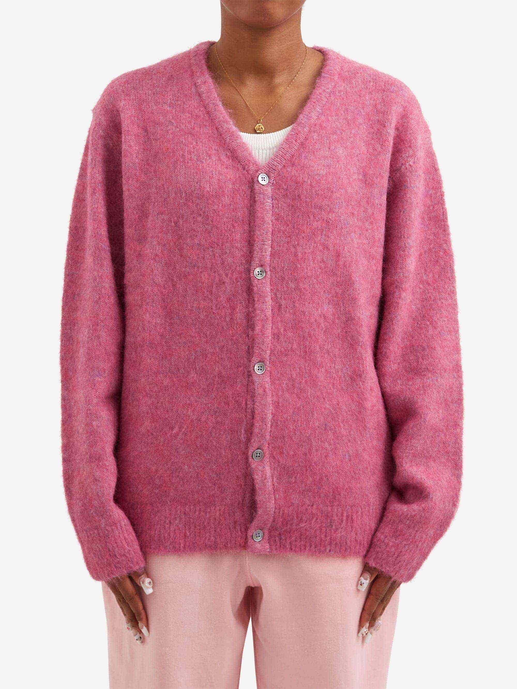 thisisneverthat Hairy Knit Cardigan W - Pink – Goodhood