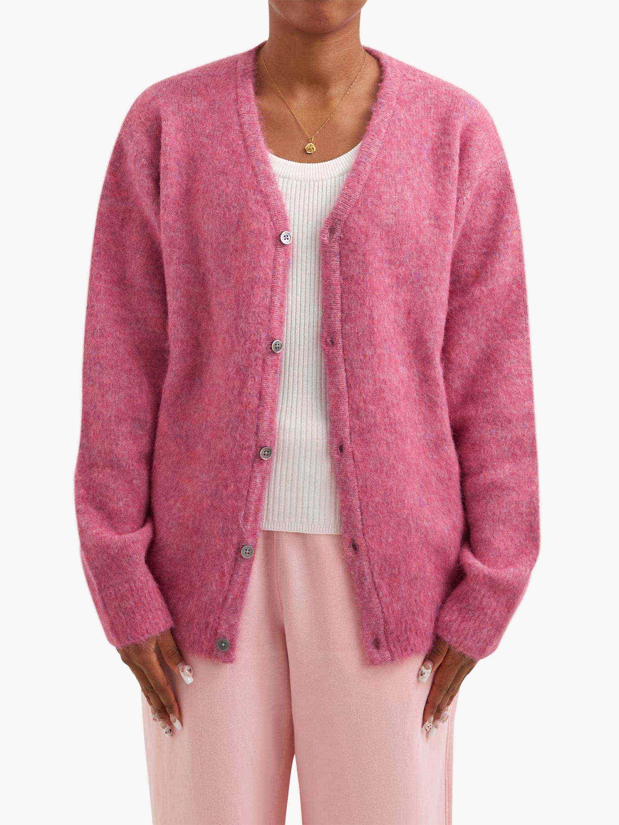thisisneverthat Hairy Knit Cardigan W - Pink – Goodhood