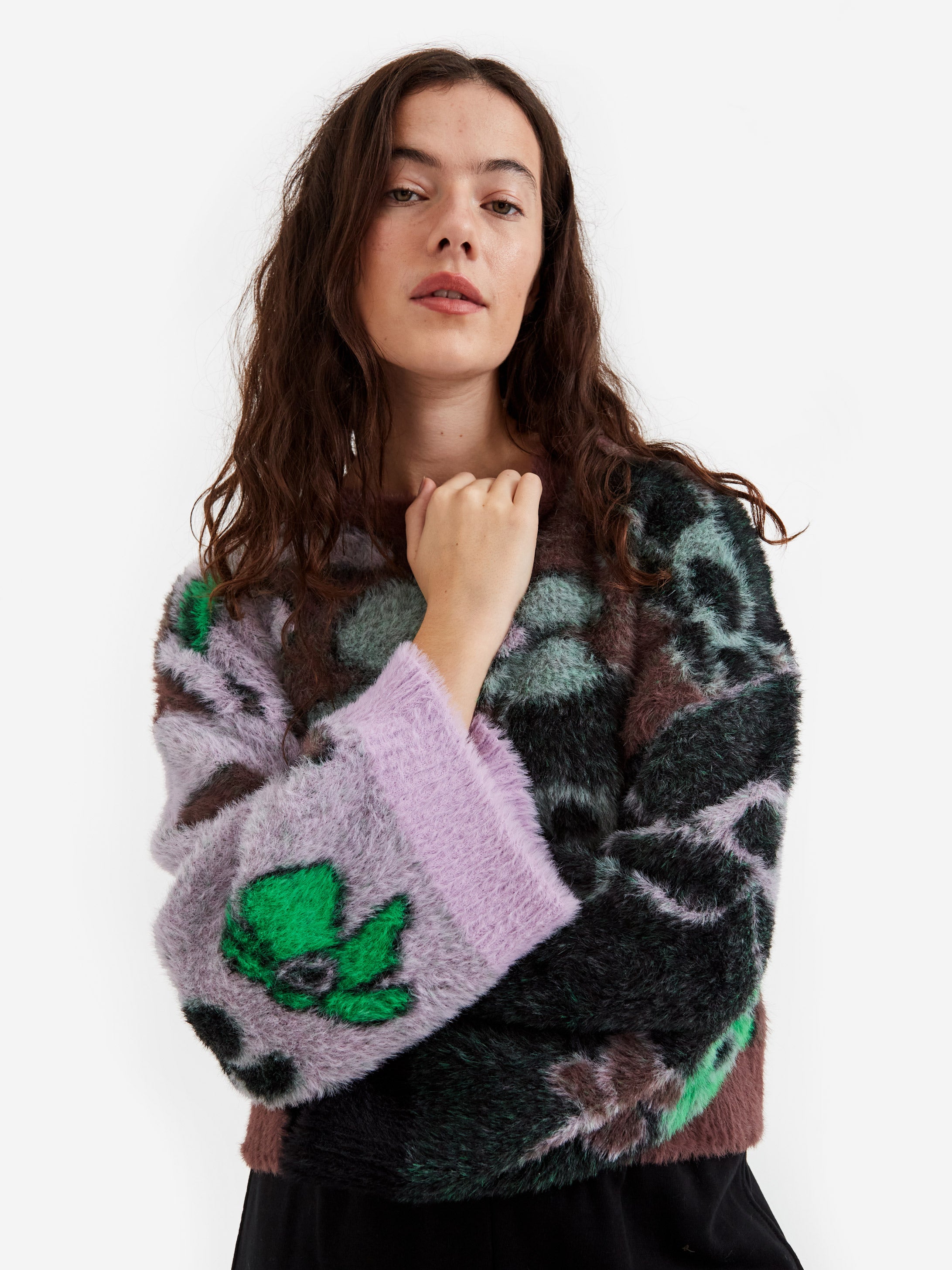PAM Perks And Mini Sleeping On Flowers Fluffy Knit - Grape Dust 