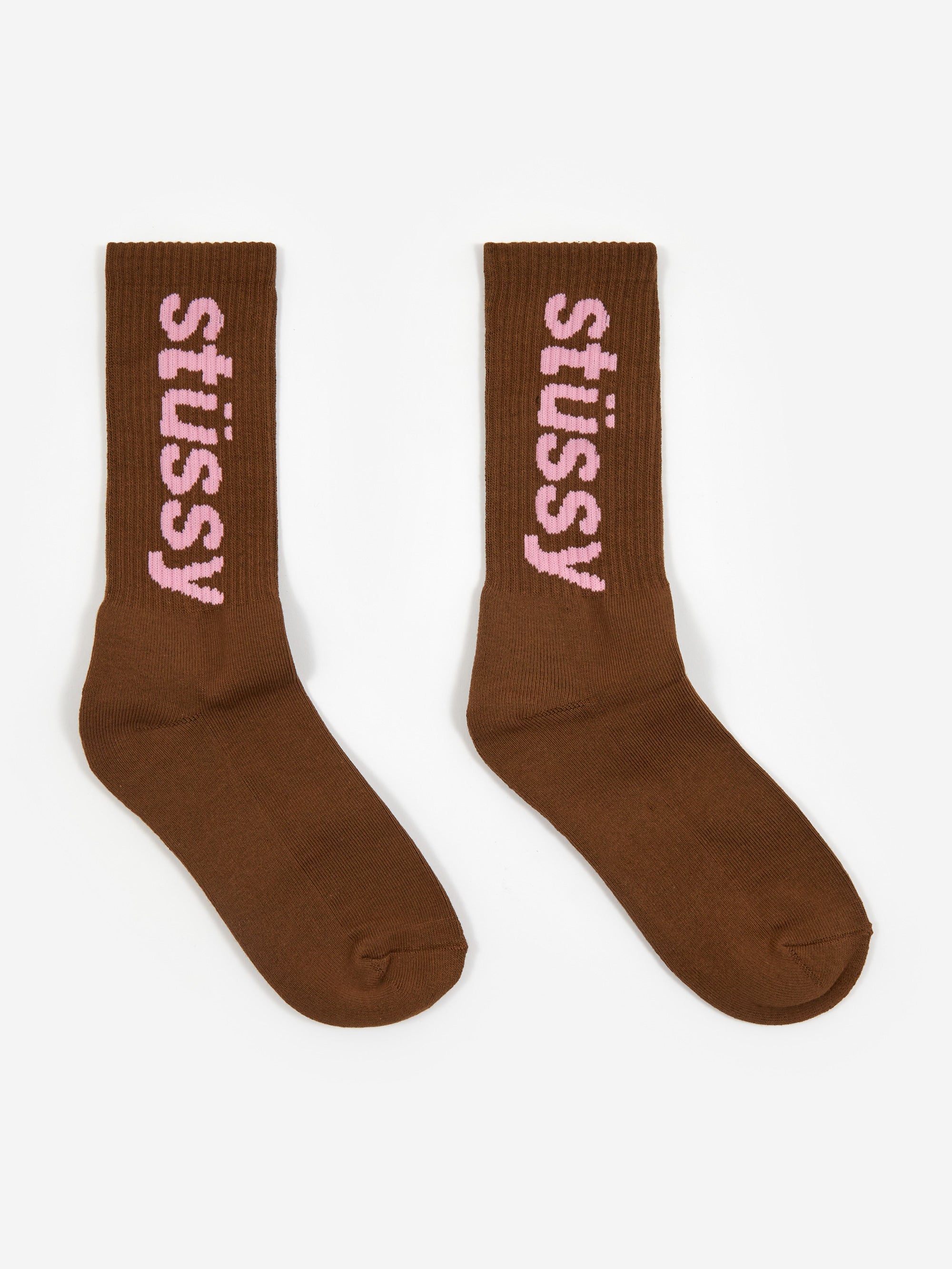 Stussy Helvetica Crew Socks Cumin/Lilac – Goodhood