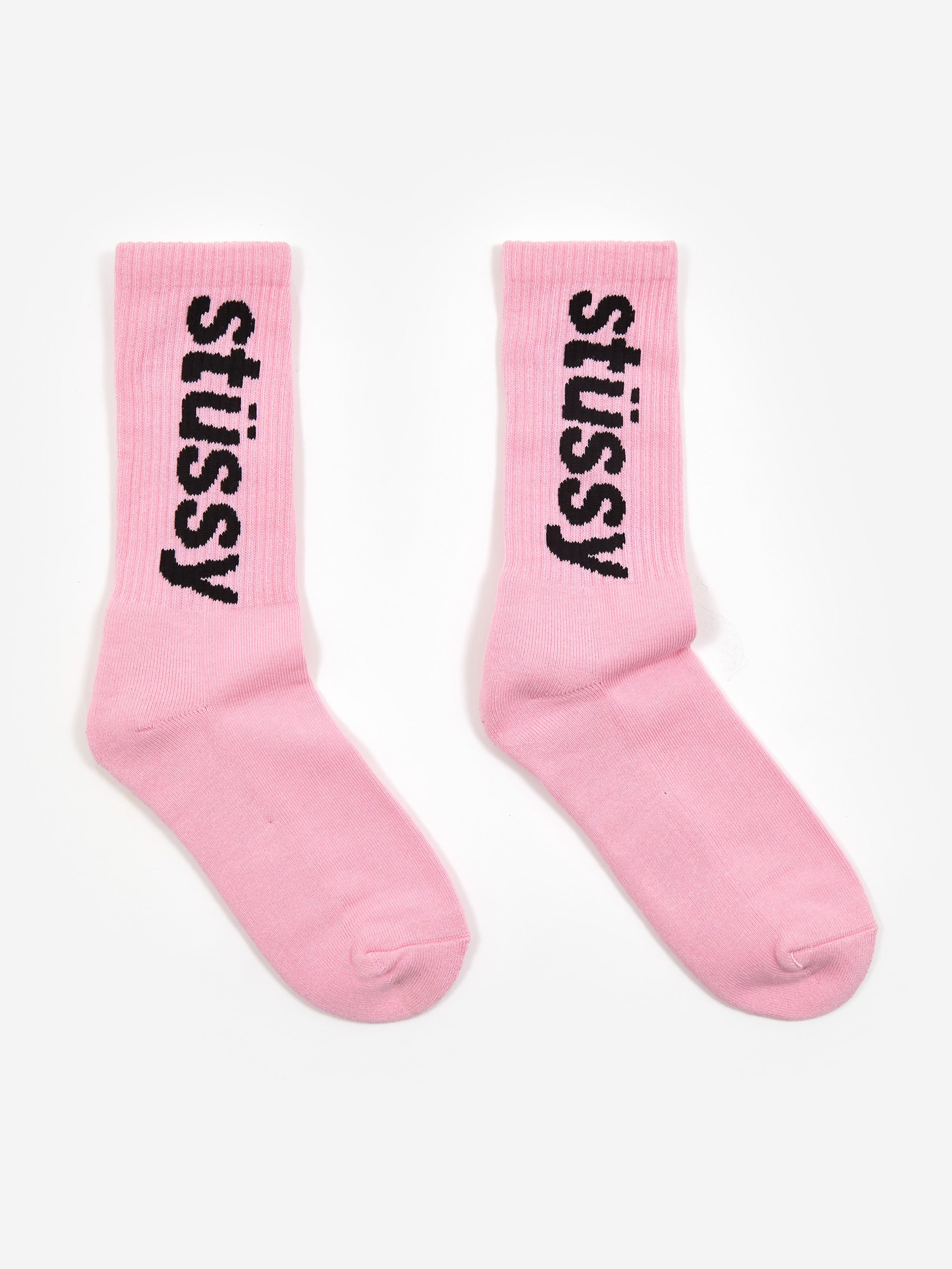 Stussy Helvetica Crew Socks Pink/Black – Goodhood