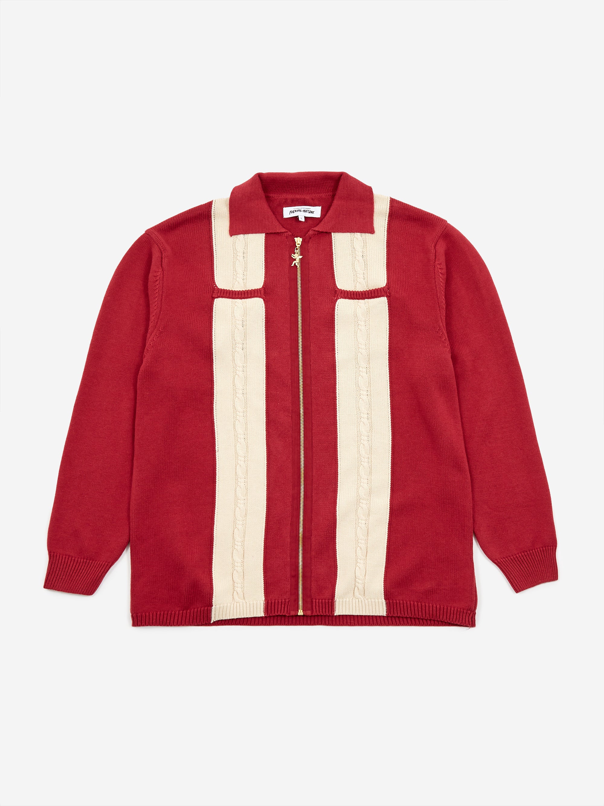 Fucking Awesome Knit Zip Cardigan - Maroon/Cream – Goodhood