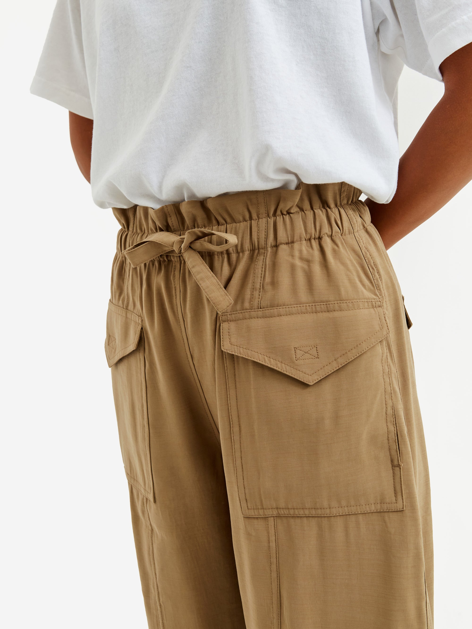 Light Slub High Waist Pocket Pants