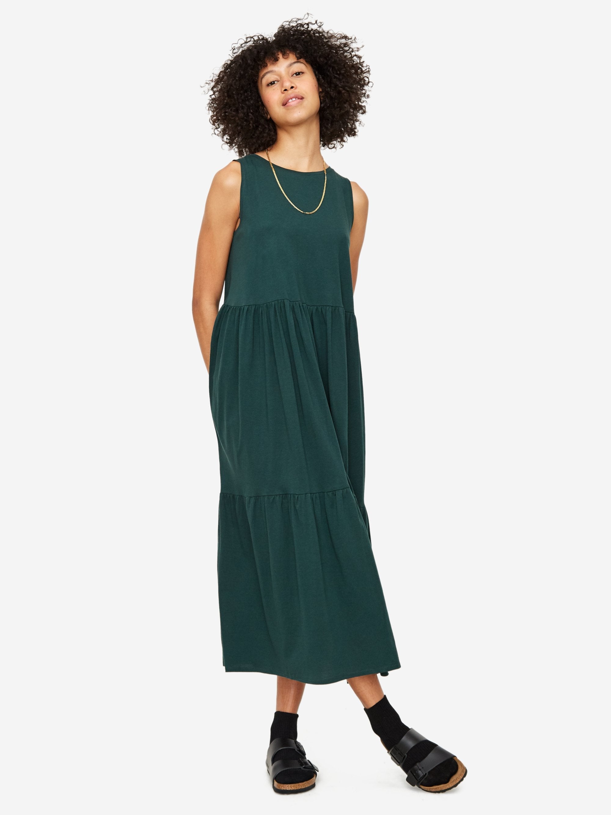 kowtow green dress Tank Swing Evergreen Dress Kowtow – The Good Store Barcelona main image 1