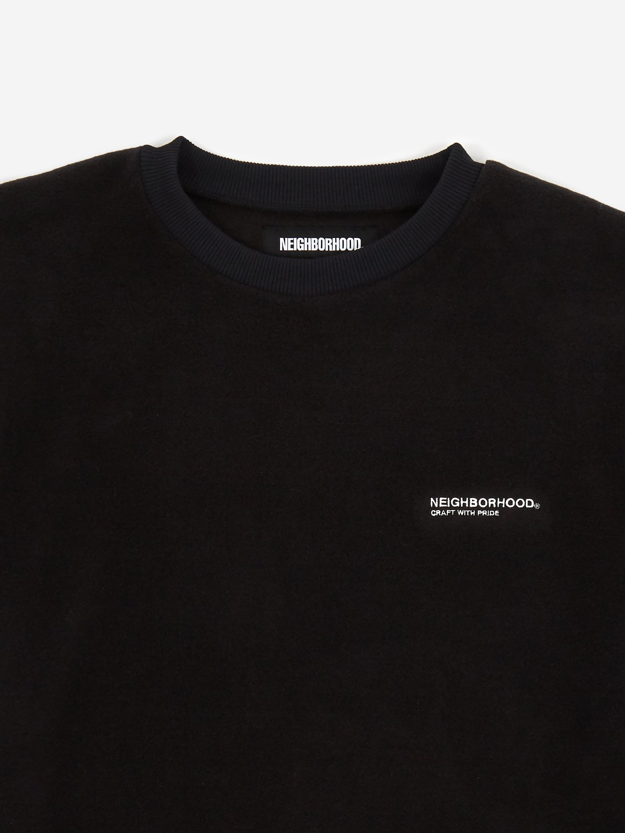 【NEIGHBORHOOD】FLEECE CREWNECK LS Neighborhood Tec Fleece / E-Crewneck Sweatshirt - Black