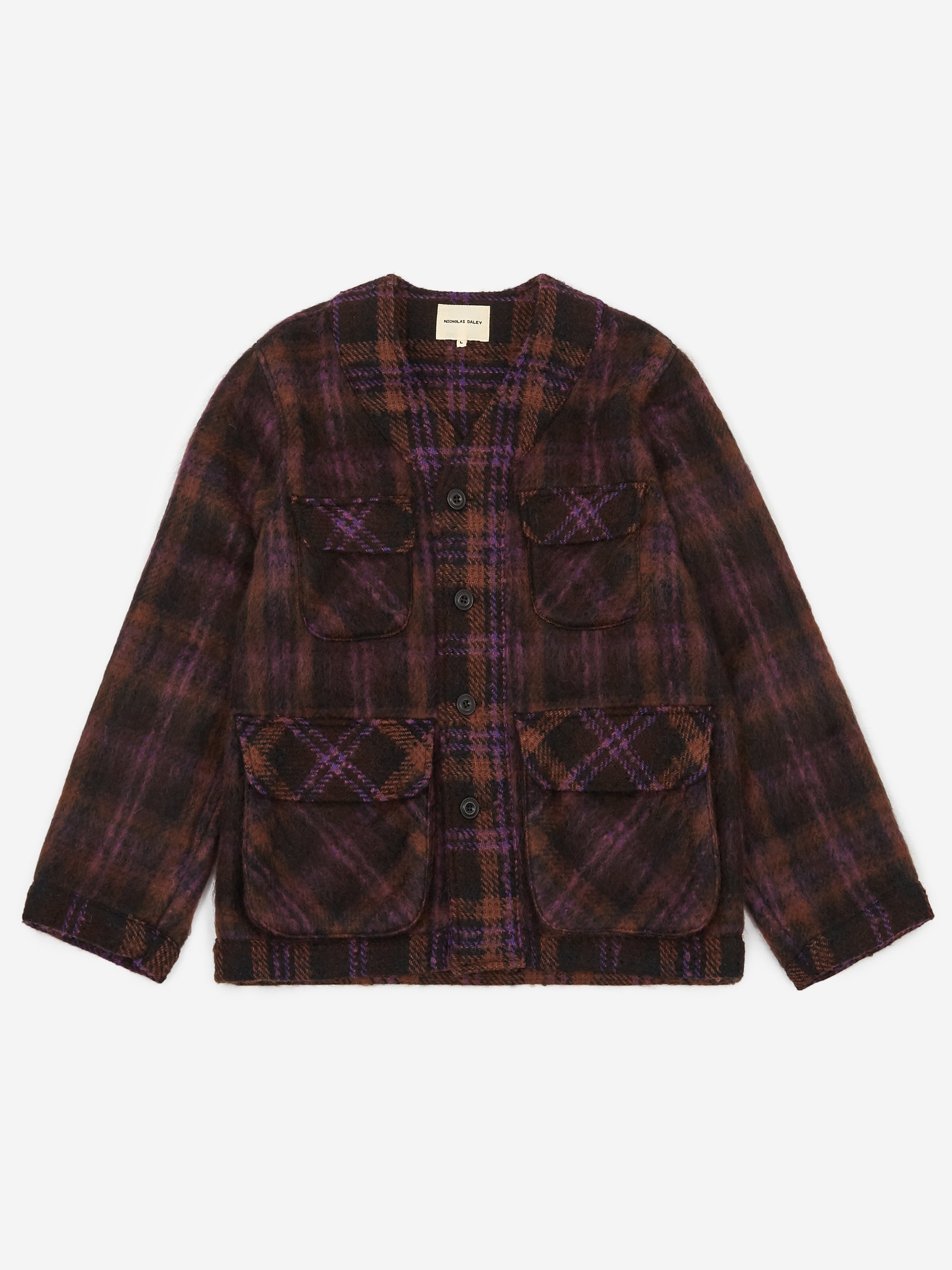 Nicholas Daley 4 Pocket Cardigan - Burgundy Check – Goodhood