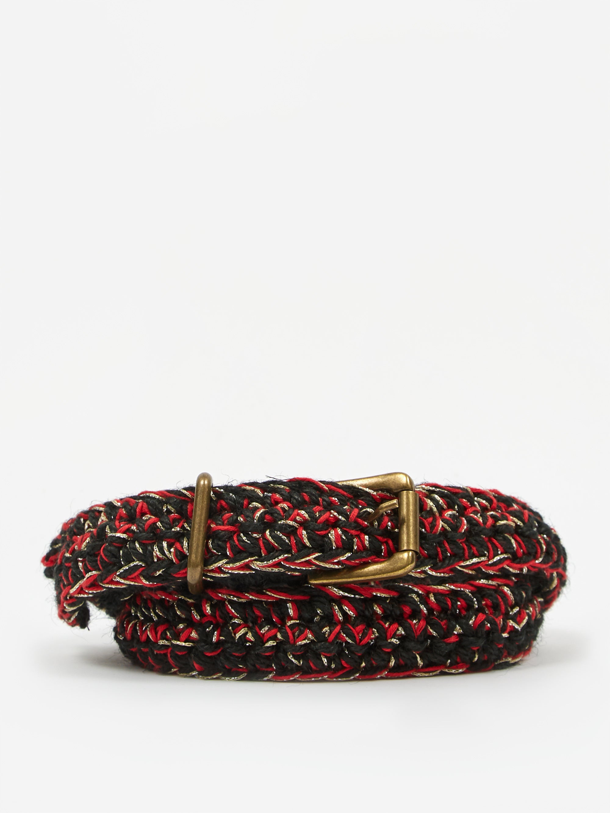 Nicholas Daley Hand Crochet Belt - Black/Red/Burgundy/Yellow
