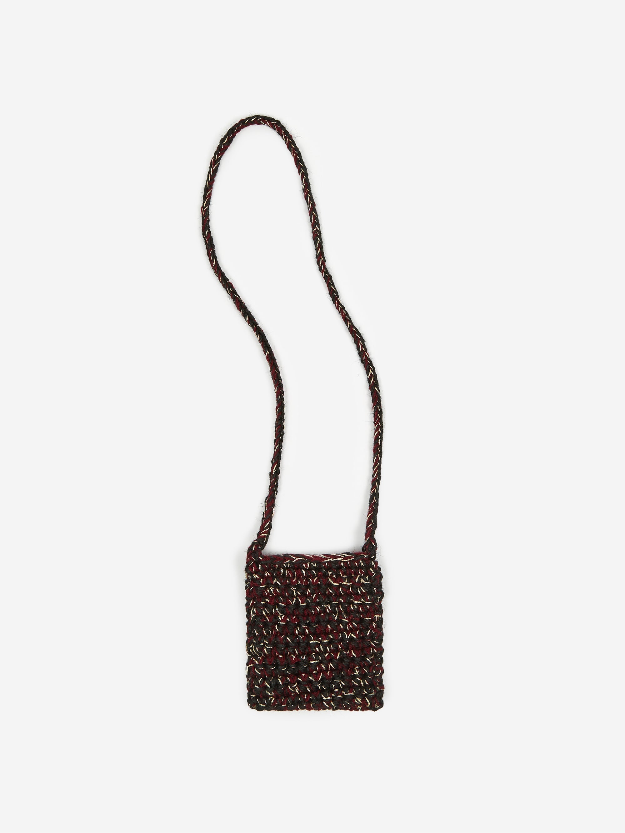 Nicholas Daley Hand Crochet Neck Pouch - Black/Red/Burgundy/Yellow