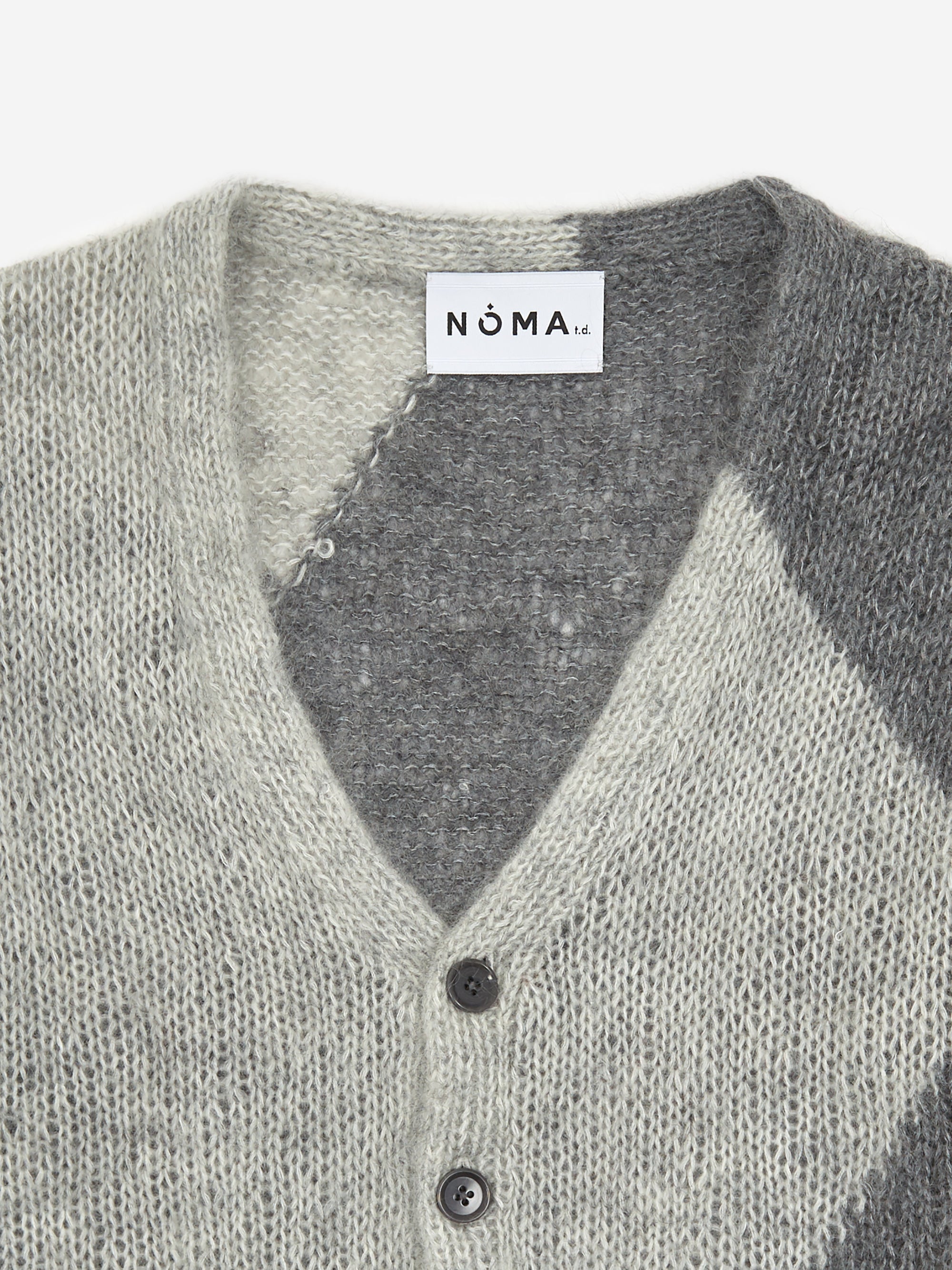 NOMA t.d. Hand Knit Diamond Cardigan - Grey/Light Grey – Goodhood