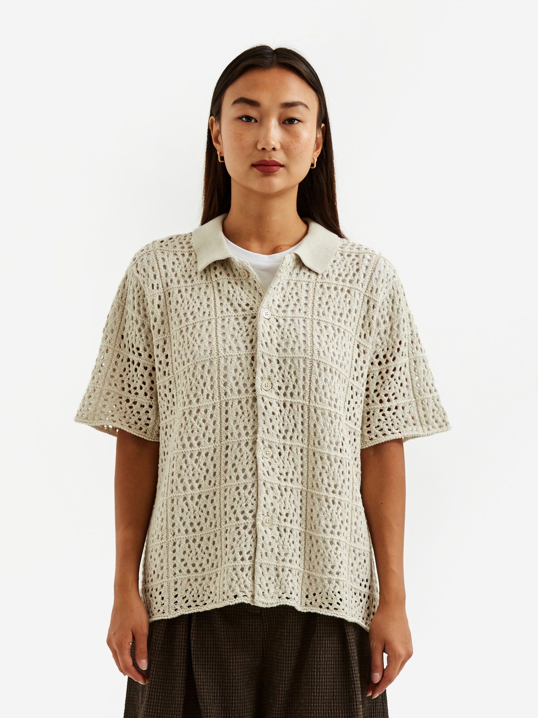 Stussy Oversized Crochet Shirt W - Natural