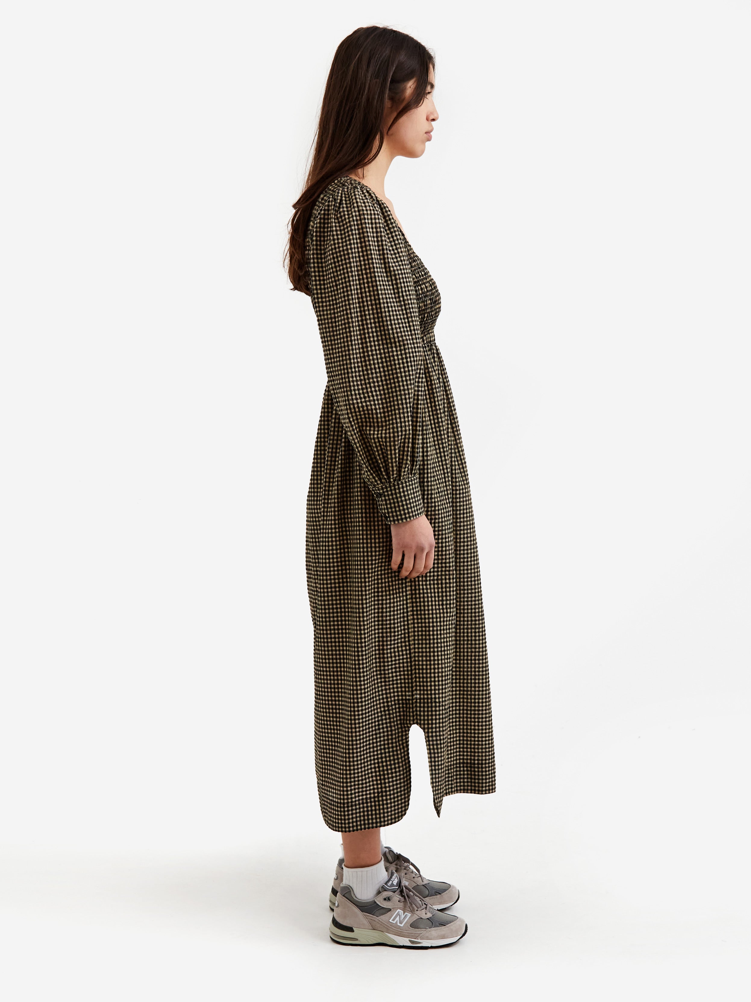 Ganni Seersucker Check Smock Maxi Dress - Gingham Starfish Ganni Seersucker Check Smock Maxi Dress - Gingham Starfish