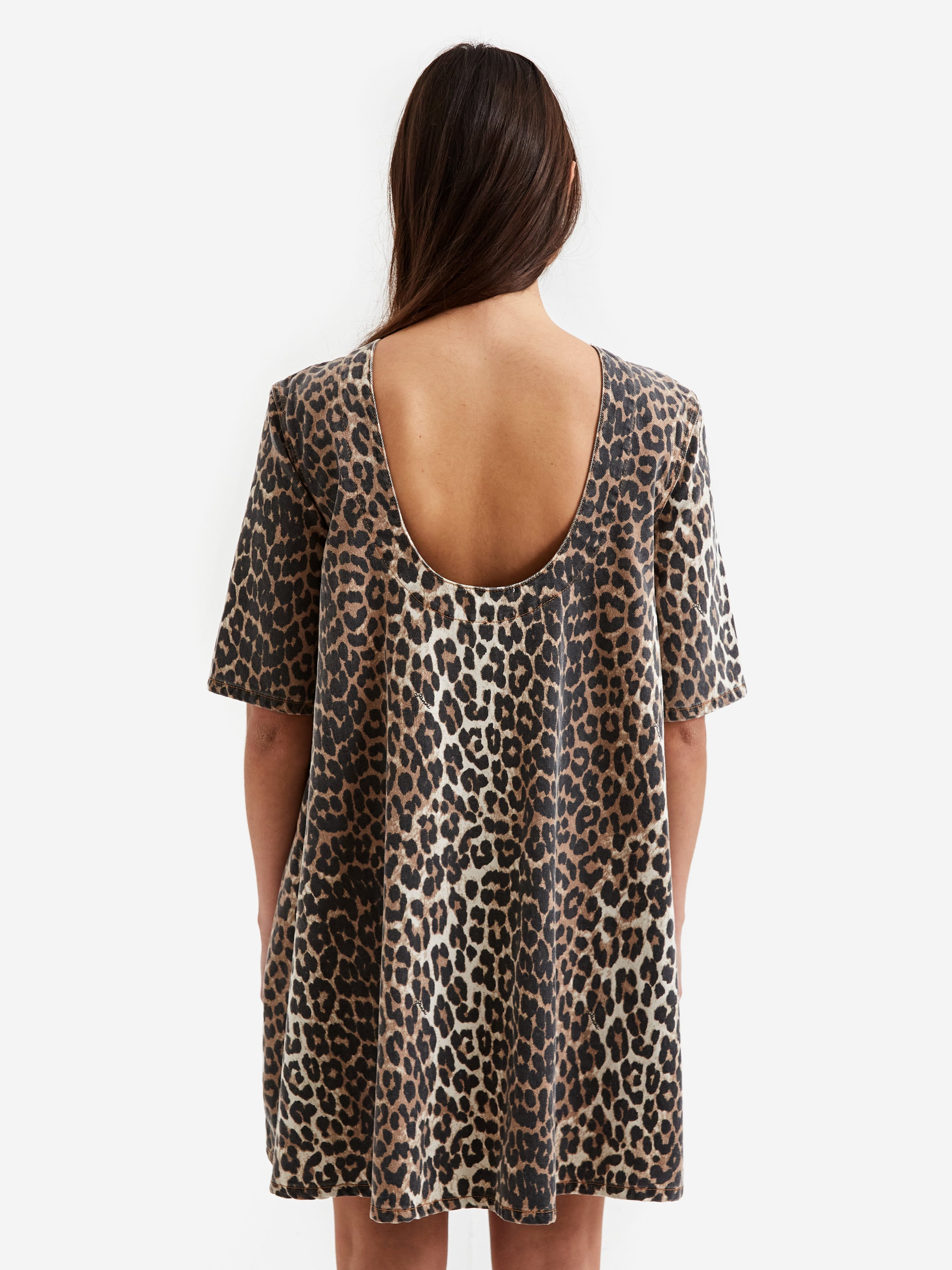ganni leopard dress mini NWT GANNI Printed Cotton Poplin Mini Dress Leopard Size 34 (US 2) $245