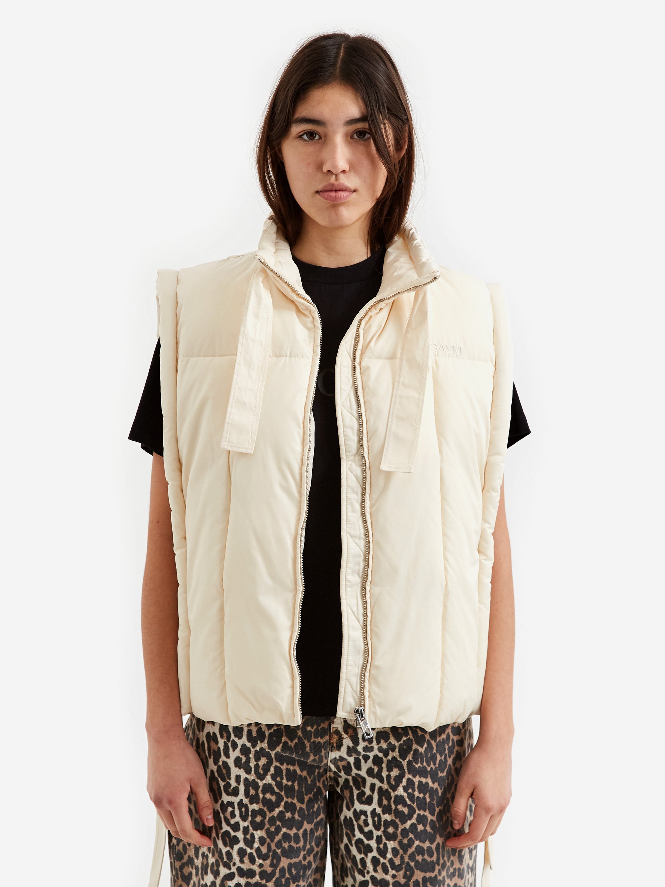Puffer Vest Oversized Cream Puffer Jacket ASOS DESIGN Oversized