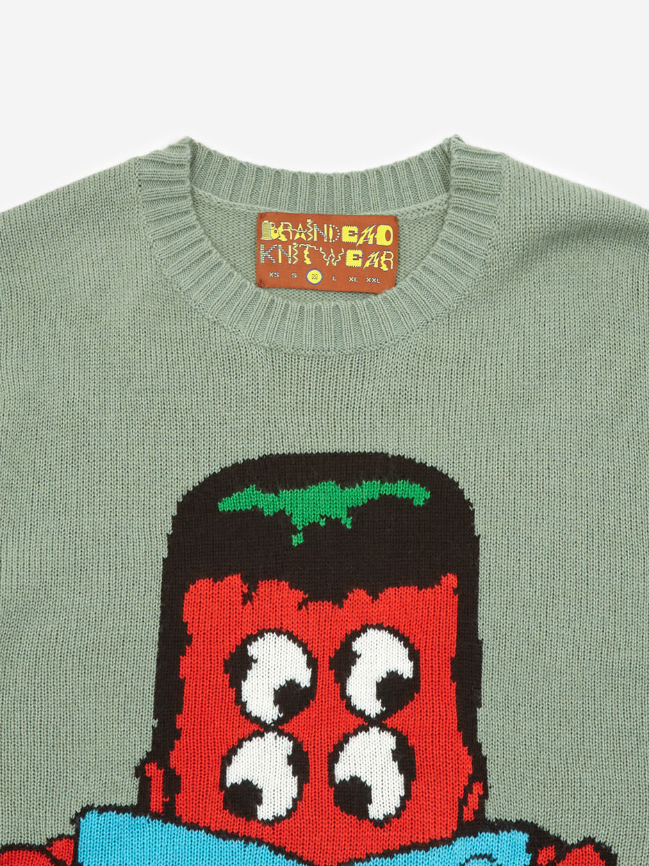 Brain Dead Readers Sweater - Mallard – Goodhood Brain Dead Readers Sweater - Mallard – Goodhood