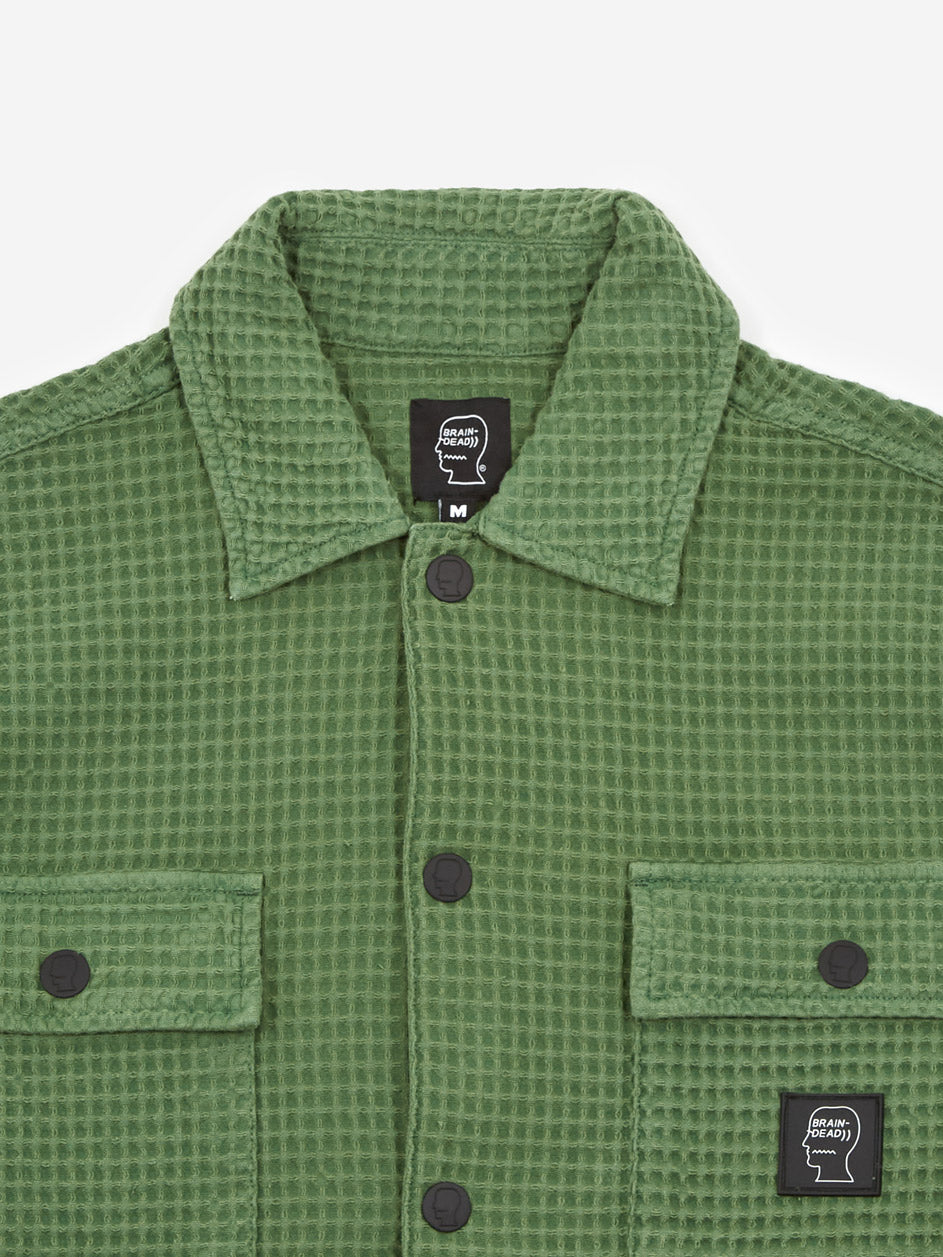 Brain Dead Waffle Snap Front Shirt - Moss – Goodhood