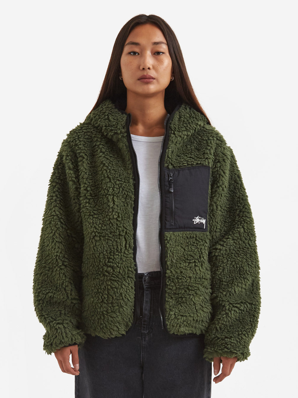 Stussy Sherpa Jacket W - Olive – Goodhood