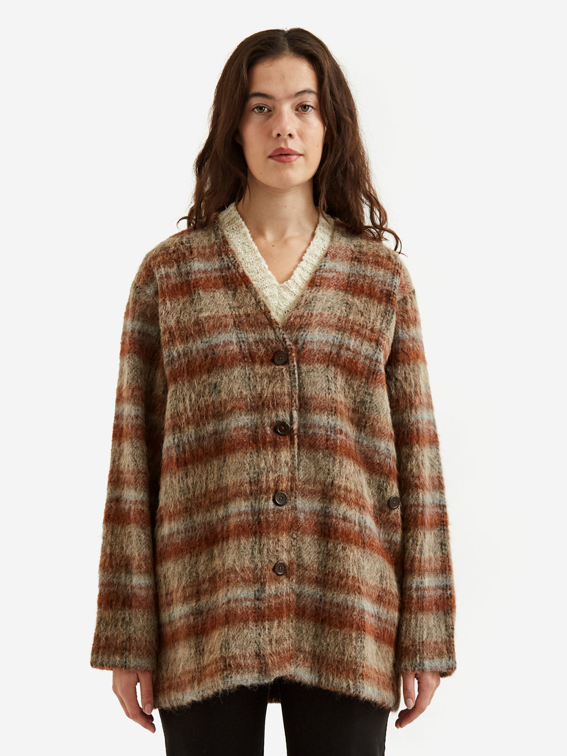 Our Legacy Mid Line Check Mohair Cardigan - Ament Check Mohair ...
