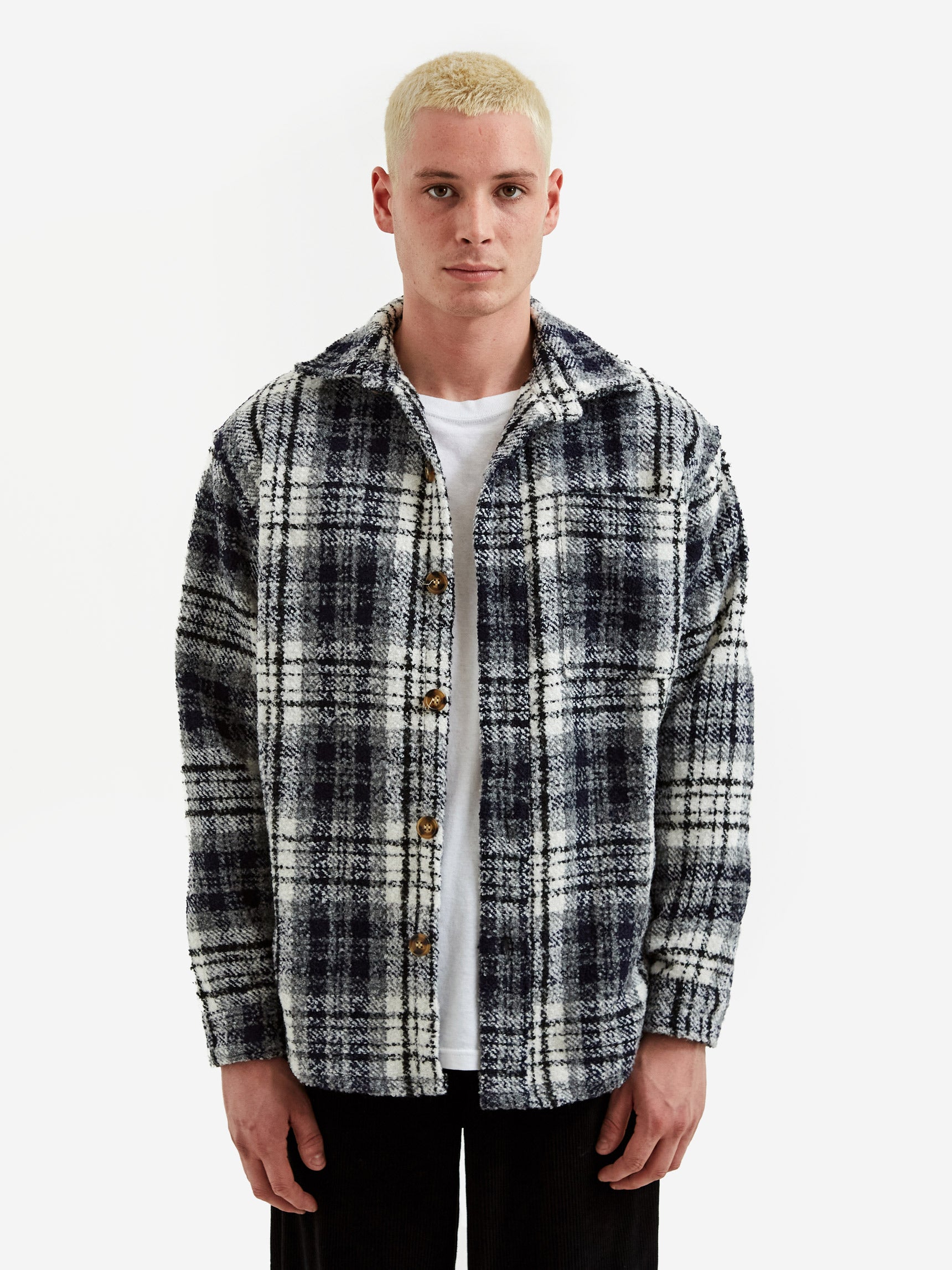 Fucking Awesome Heavy Flannel Overshirt - Navy/White – Goodhood