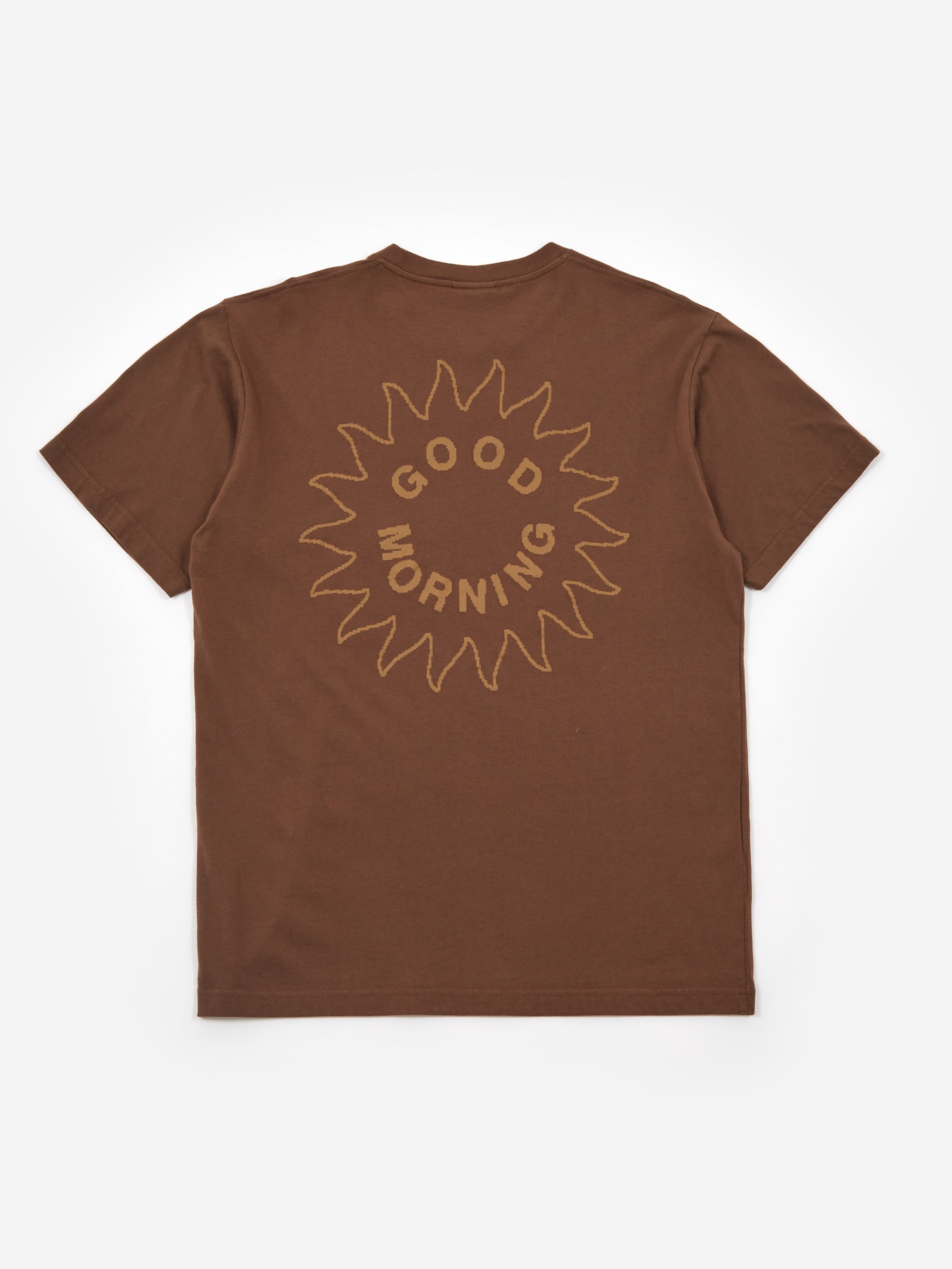 Good Morning Tapes Sun Logo SS Tee - Chocolate – Goodhood