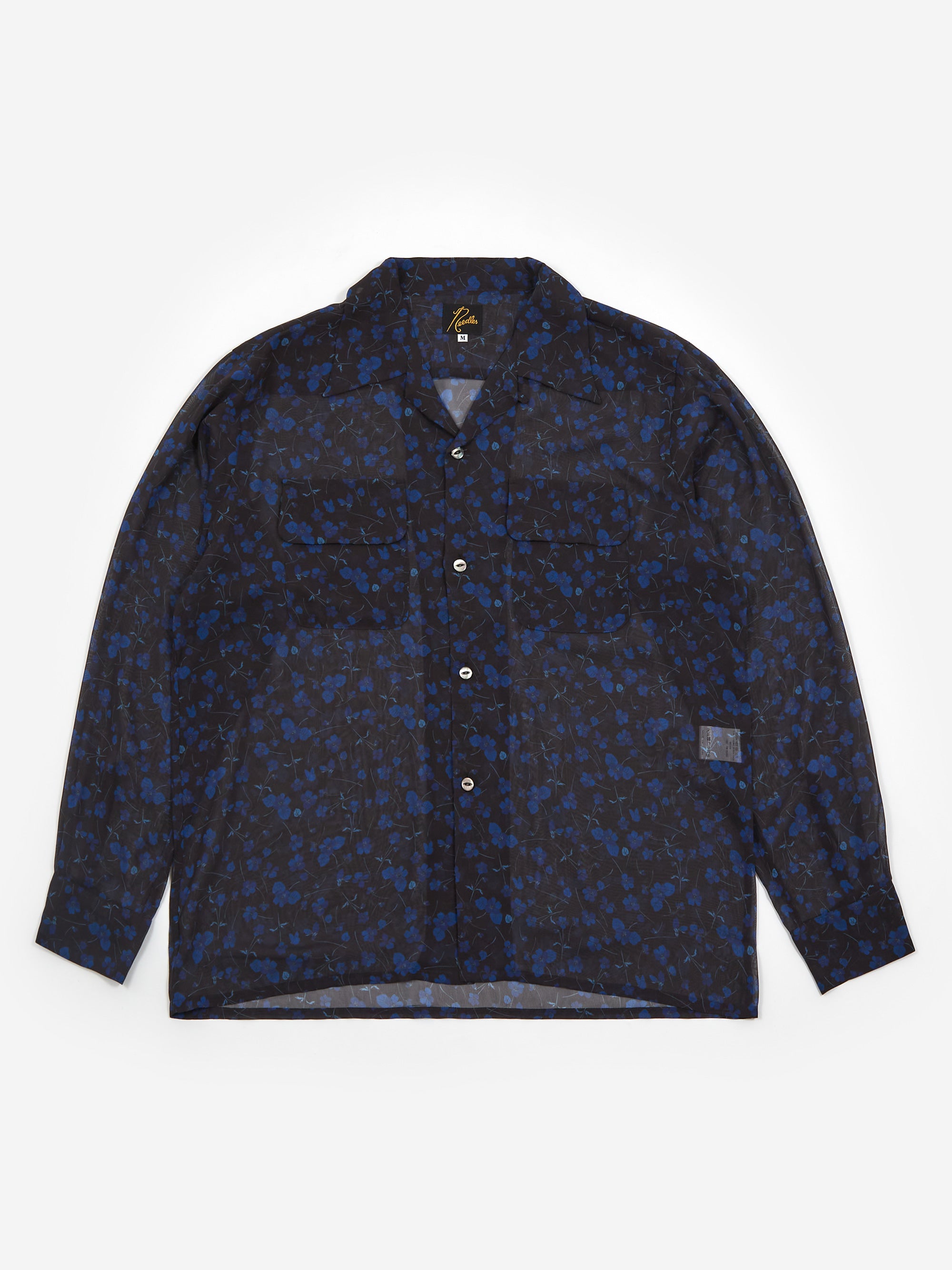 Needles Classic Shirt - Poly Chiffon/Floral Printed - Black – Goodhood