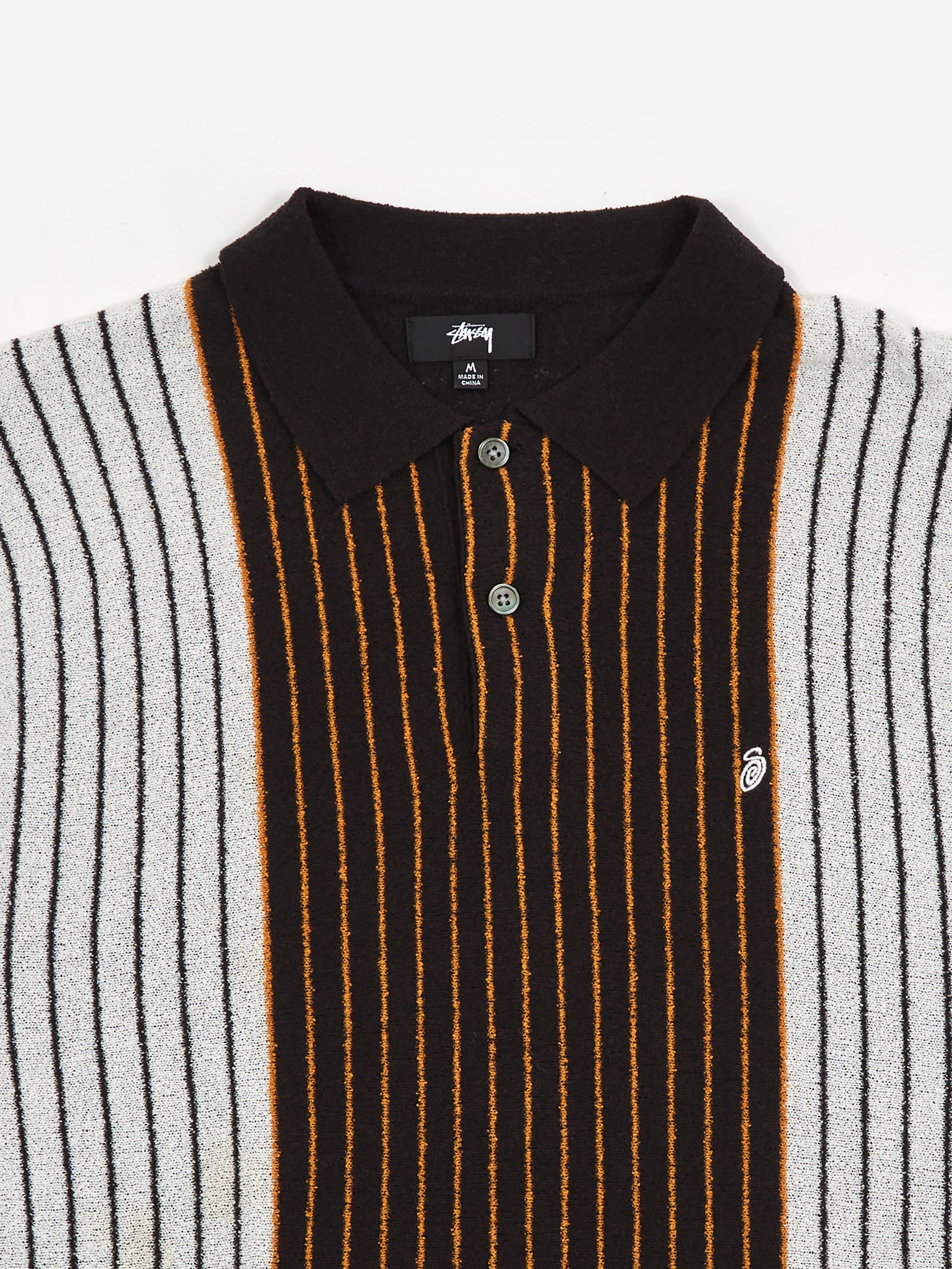Stussy Textured SS Polo Sweater - Black Stripe – Goodhood