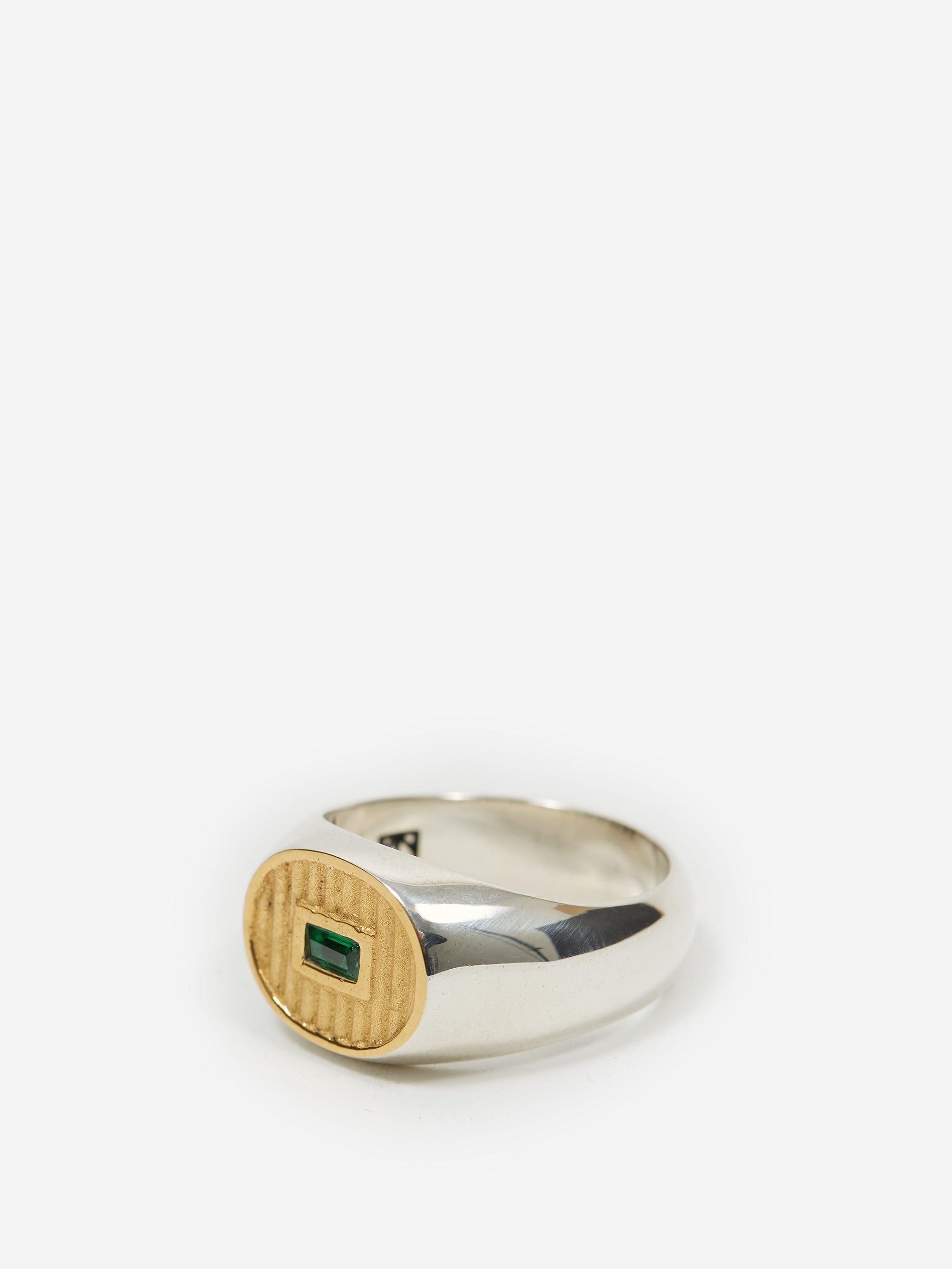Maple Sherman Signet Ring - Silver 925/14K Gold/Emerald – Goodhood