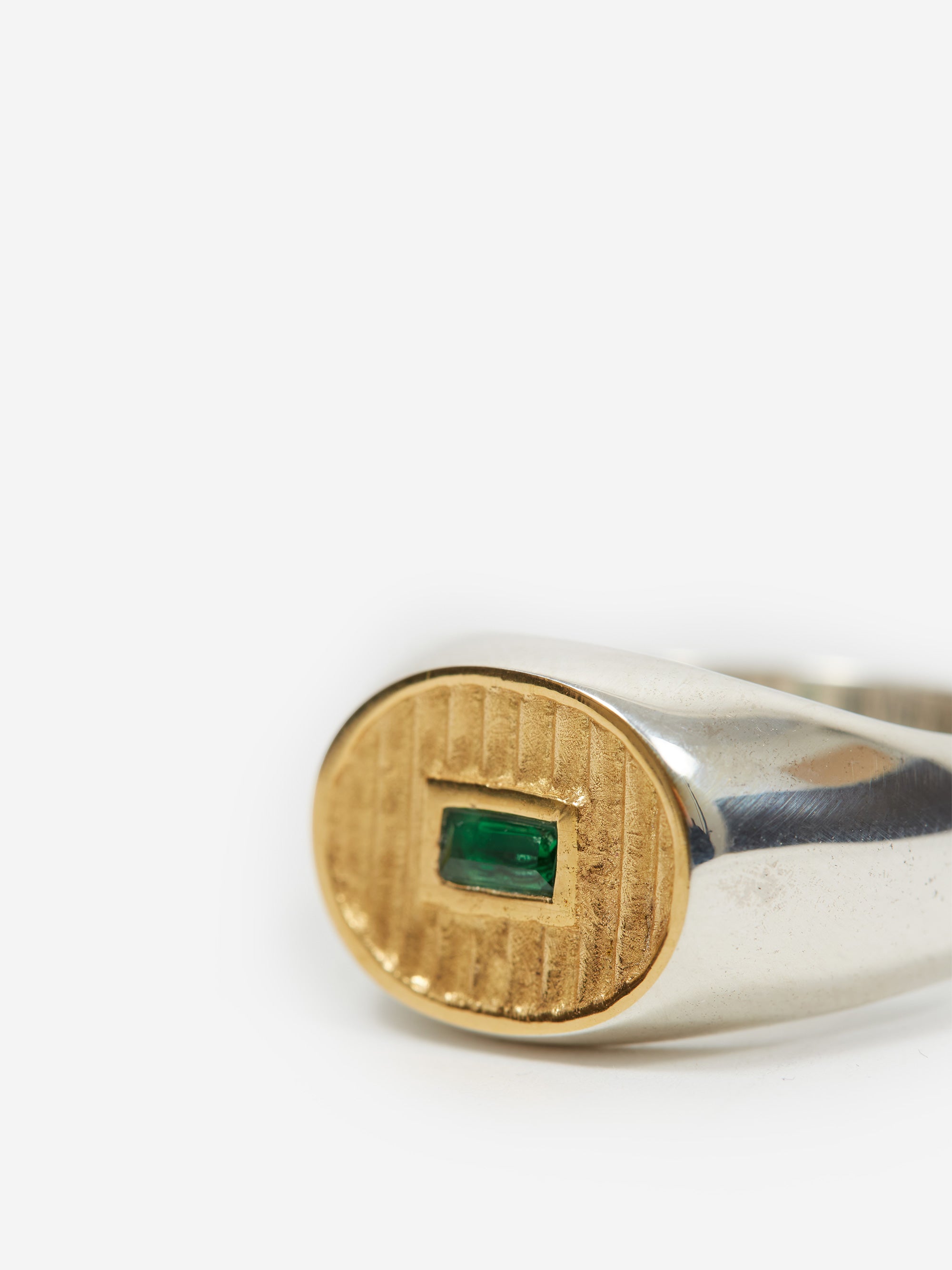 Maple Sherman Signet Ring - Silver 925/14K Gold/Emerald – Goodhood