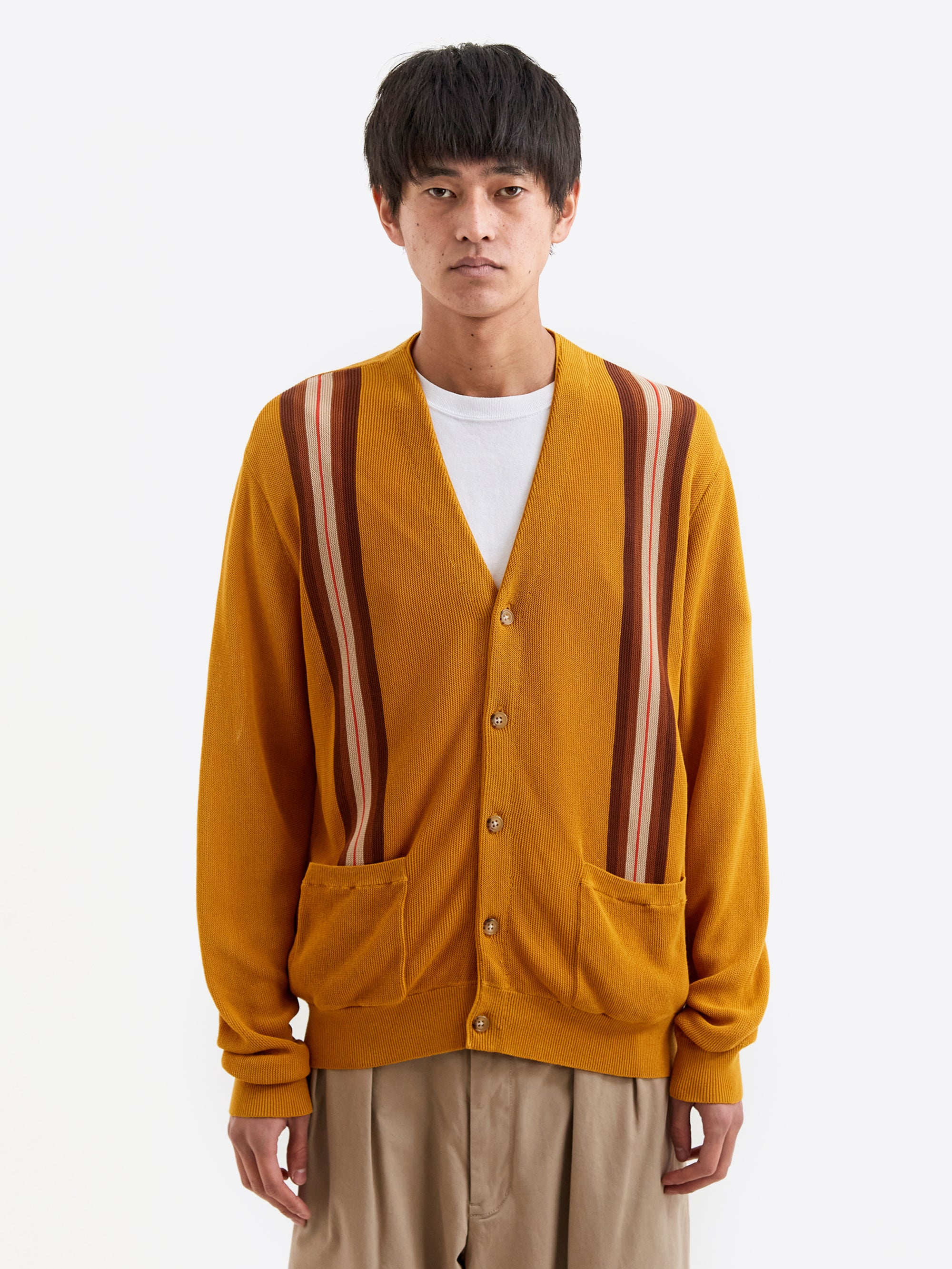 Beams Plus Cardigan Stripe Jacquard - Mustard – Goodhood