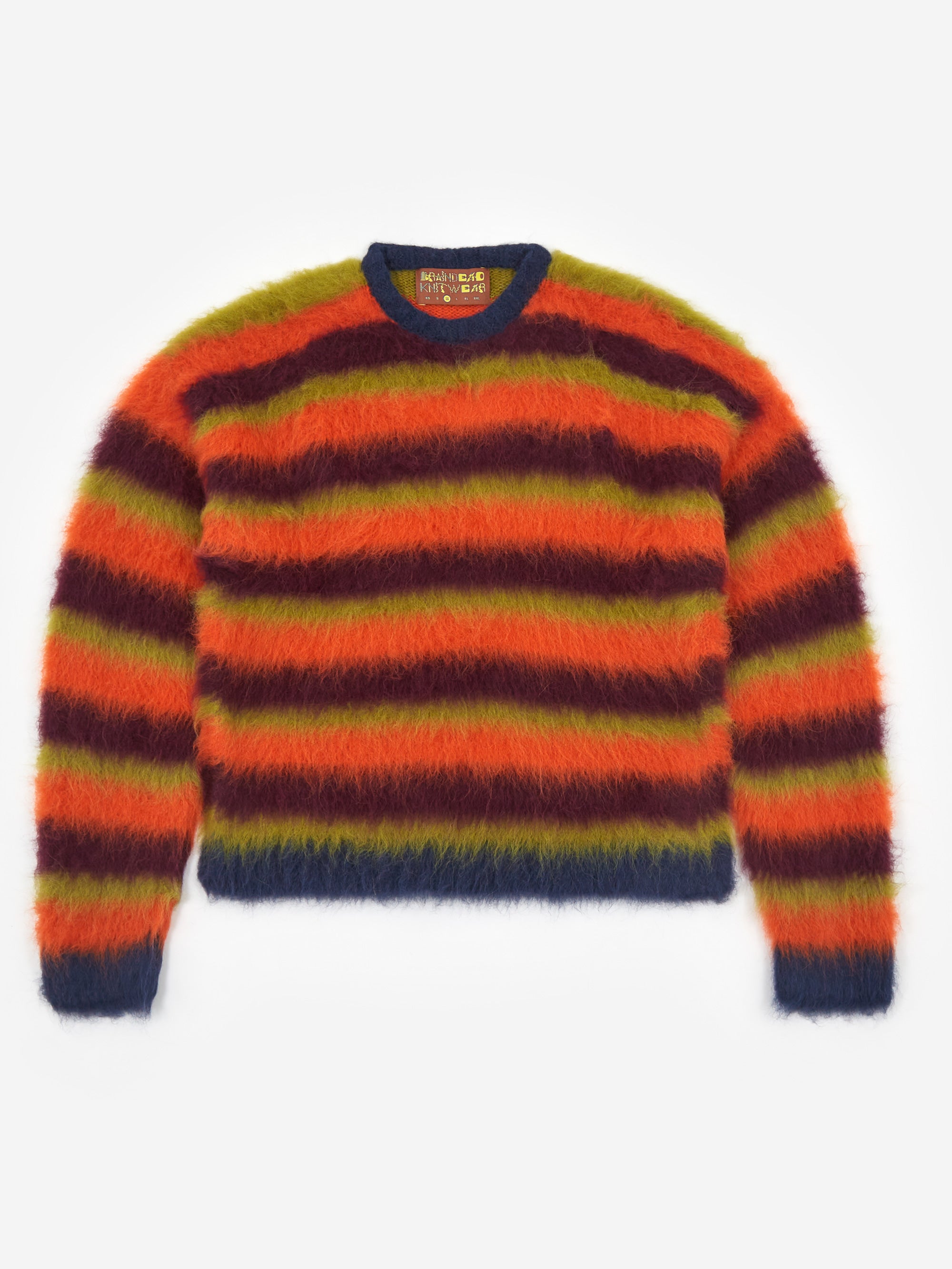 Brain Dead Blurry Lines Alpaca Crewneck Sweater - Orange Multi – Goodhood
