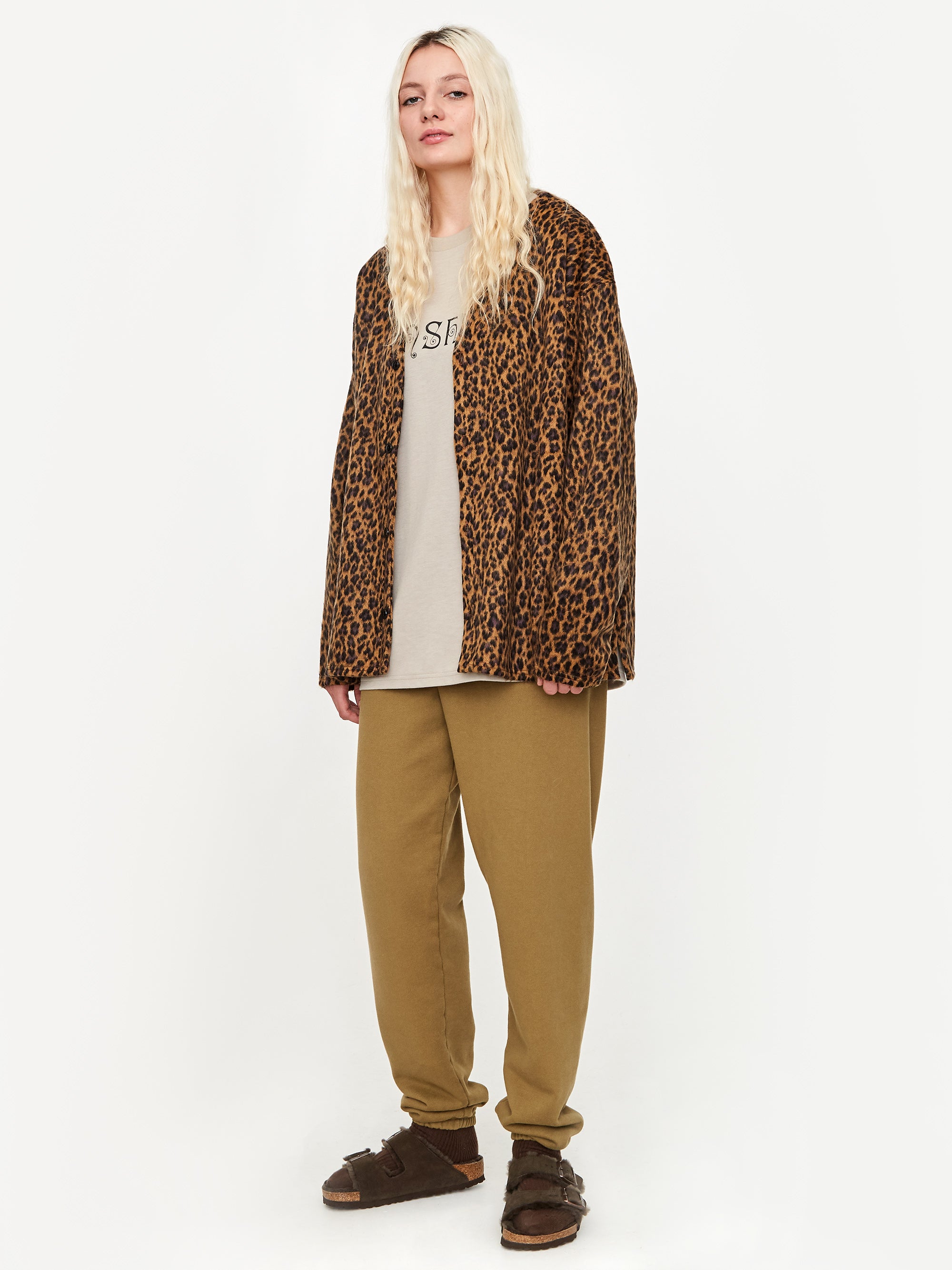 South2 West8 Shaggy V Neck Cardigan W - Leopard – Goodhood