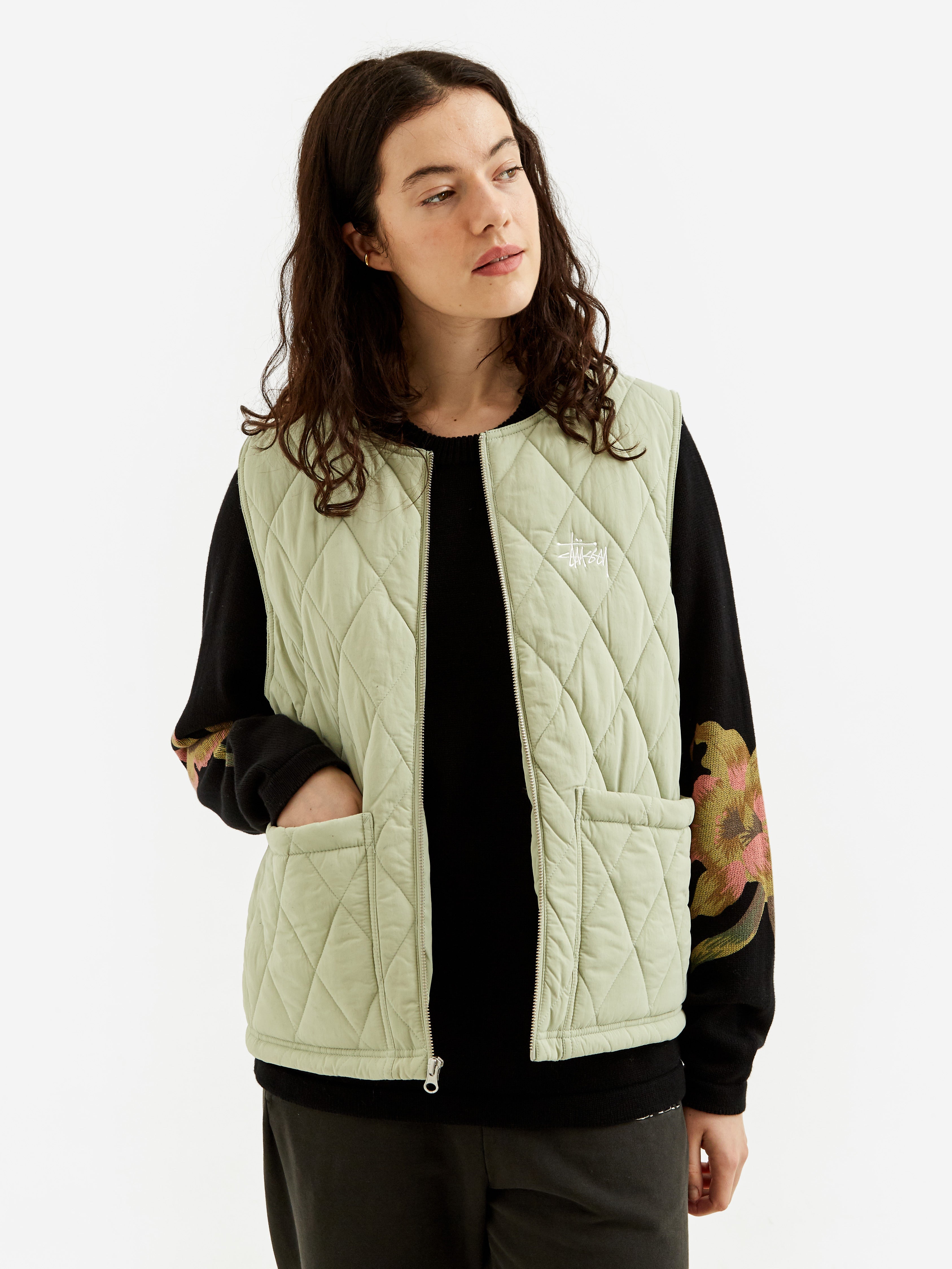 Stussy Diamond Quilted Vest W - Sage