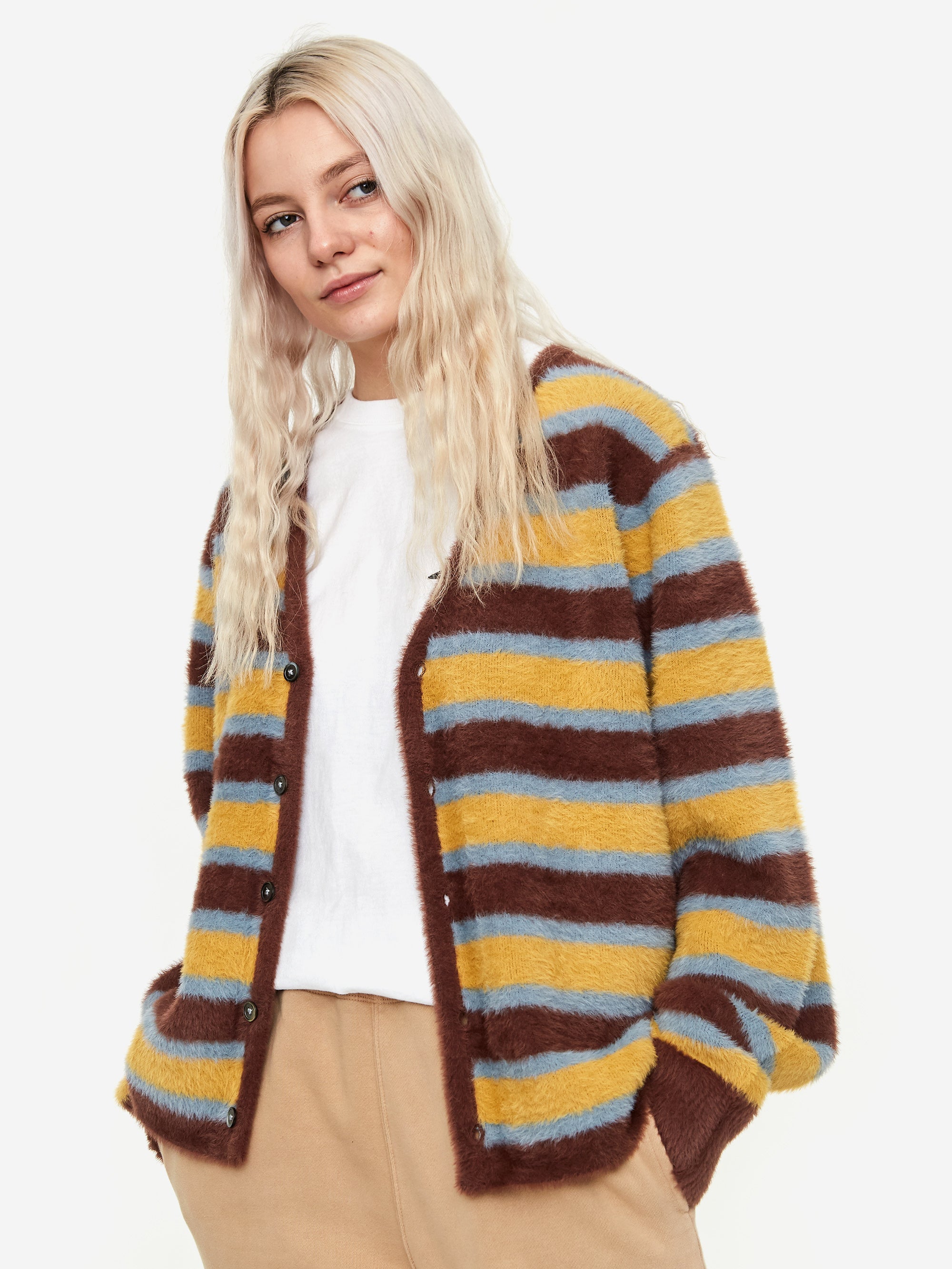 Stussy Horizontal Stripe Cardigan - Brown – Goodhood