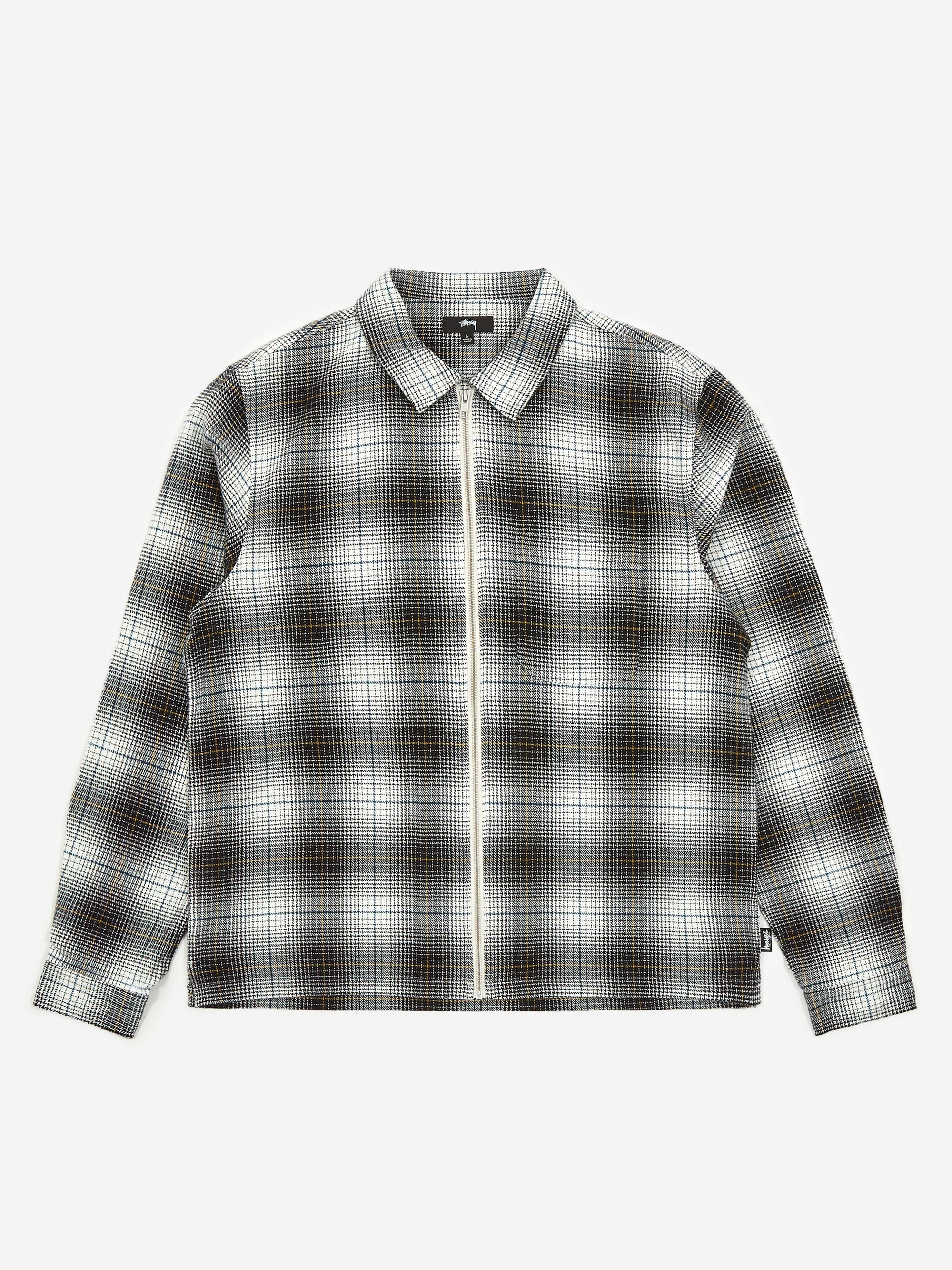 Stussy Paul Shadow Plaid Zip Shirt - Black